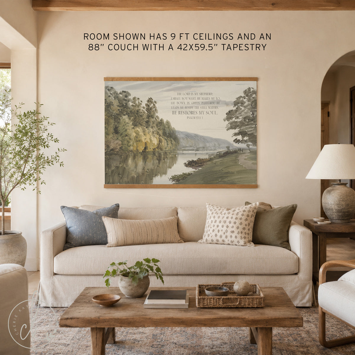 Psalm 23 Wall Art | Large Canvas Wall Hanging with Bible Verse | T81