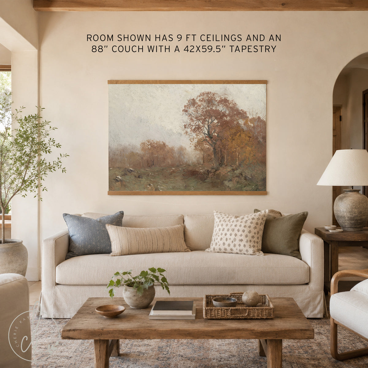 Autumn Tree Painting | Fall Landscape Canvas Print | Large Forest Wall Art | T87