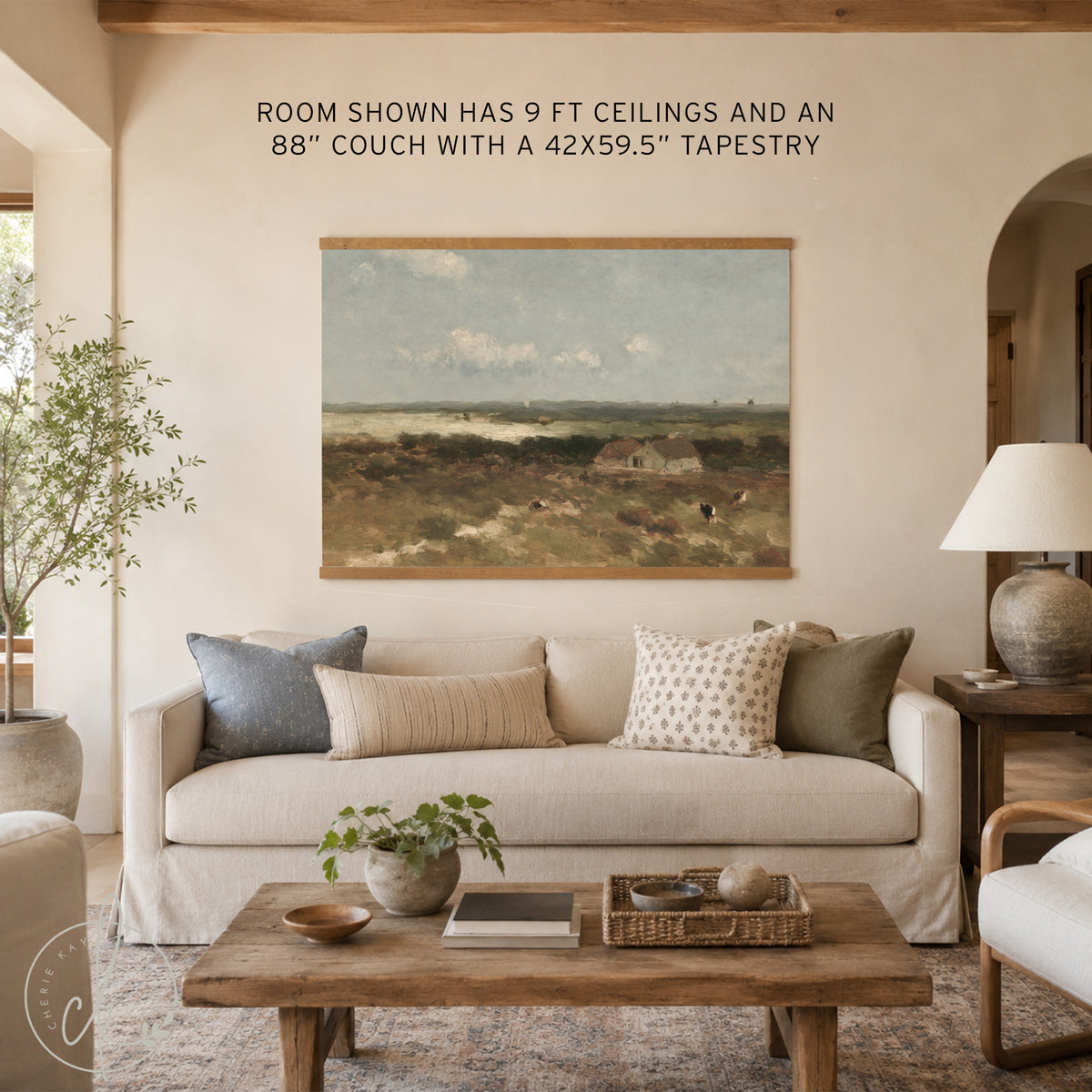 Bible Verse Wall Art | Ecclesiastes 3:11 Canvas Tapestry | Vintage Landscape Christian Decor | T88