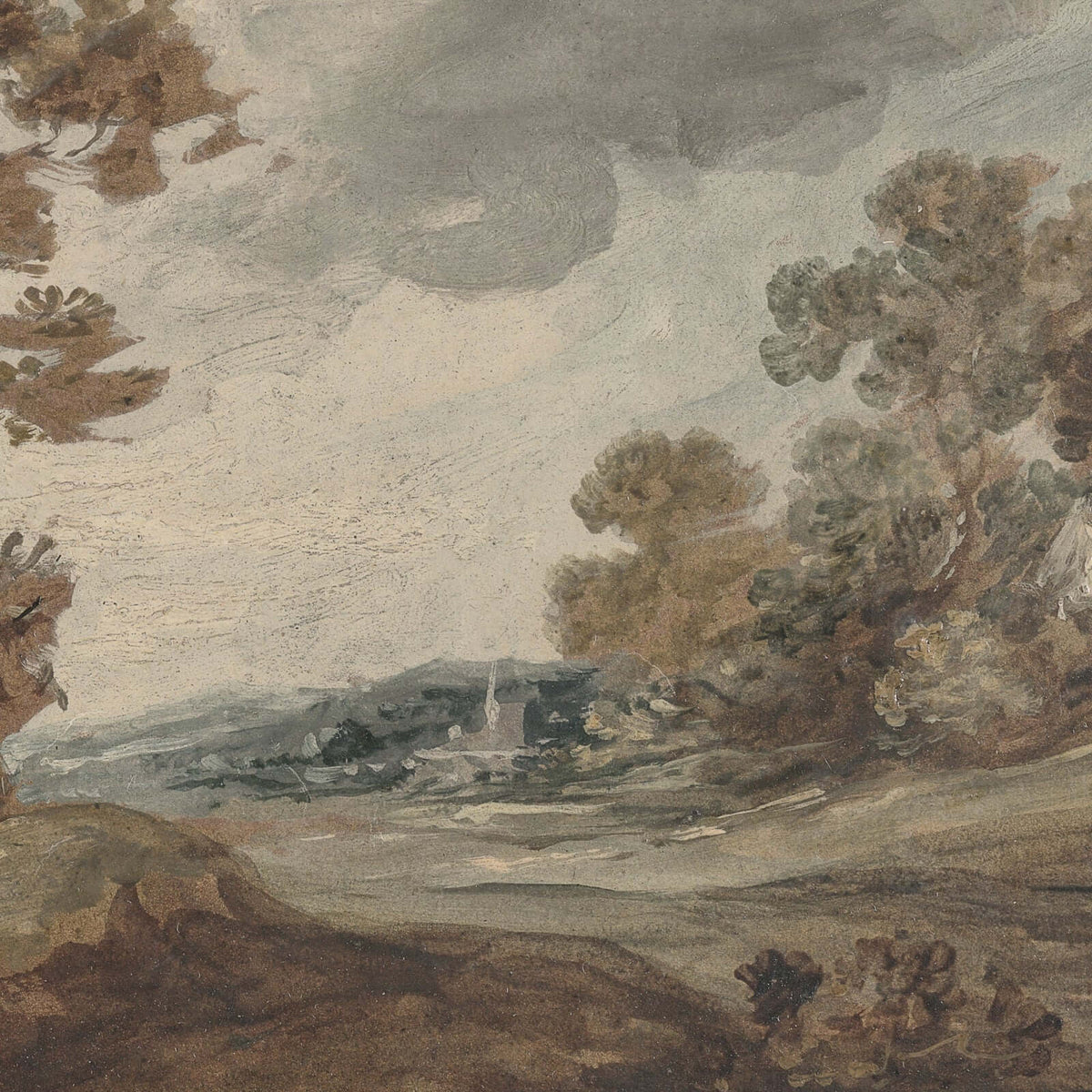 Vintage Fall Painting | Autumn Landscape Canvas | Large Wall Art | T89