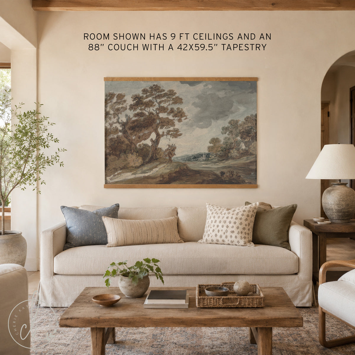 Vintage Fall Painting | Autumn Landscape Canvas | Large Wall Art | T89