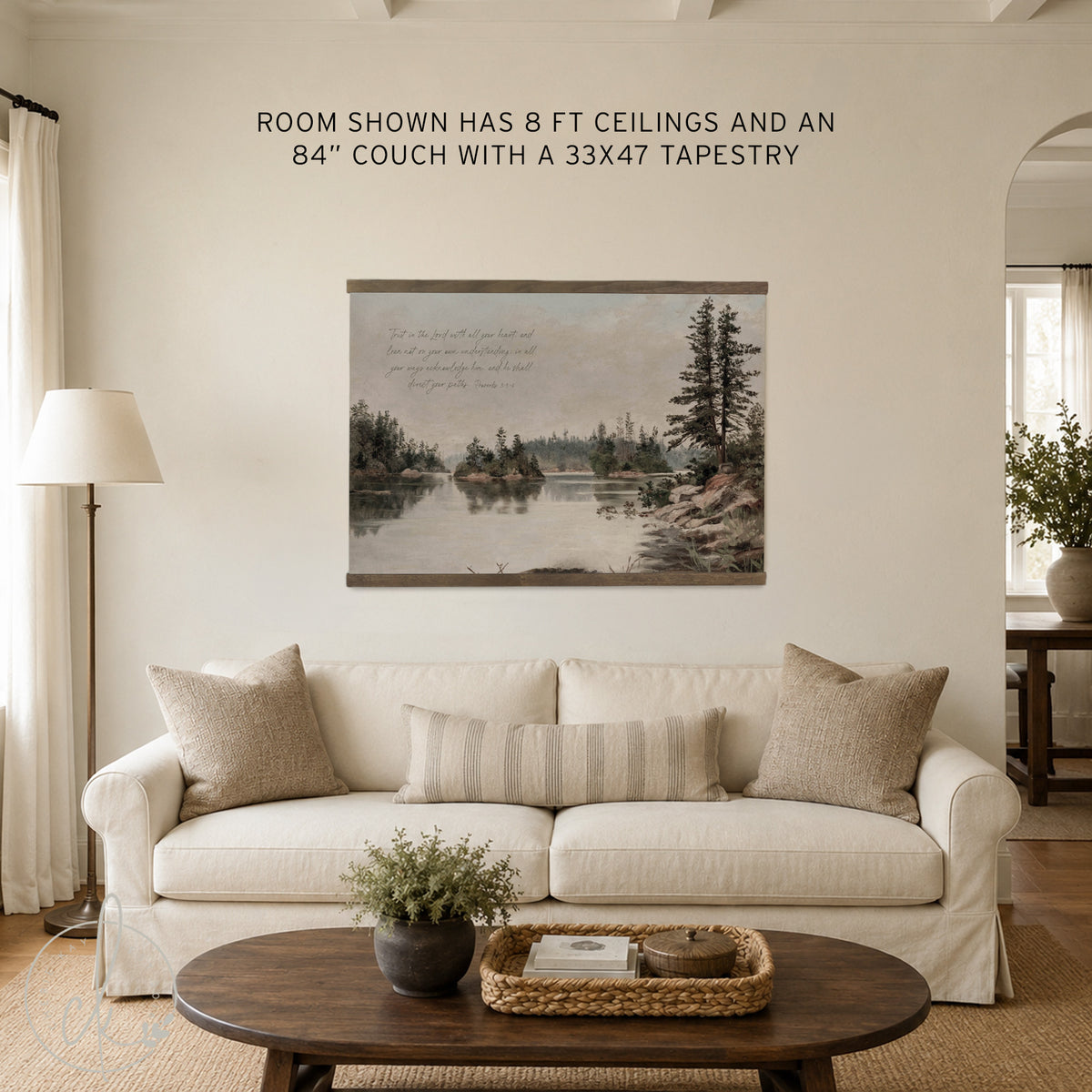 Christian Home Decor | Proverbs 3:5-6 Bible Verse Wall Art | Lake & Pines | T92
