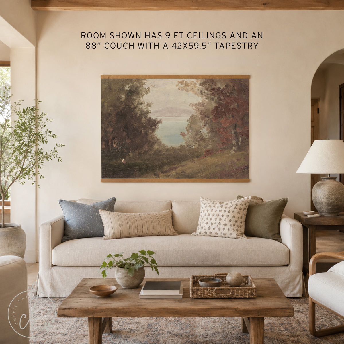 Fall Scene Painting on Canvas | Oversized Autumn Landscape Wall Hanging  | T94