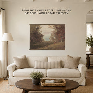 Fall Scene Painting on Canvas | Oversized Autumn Landscape Wall Hanging  | T94