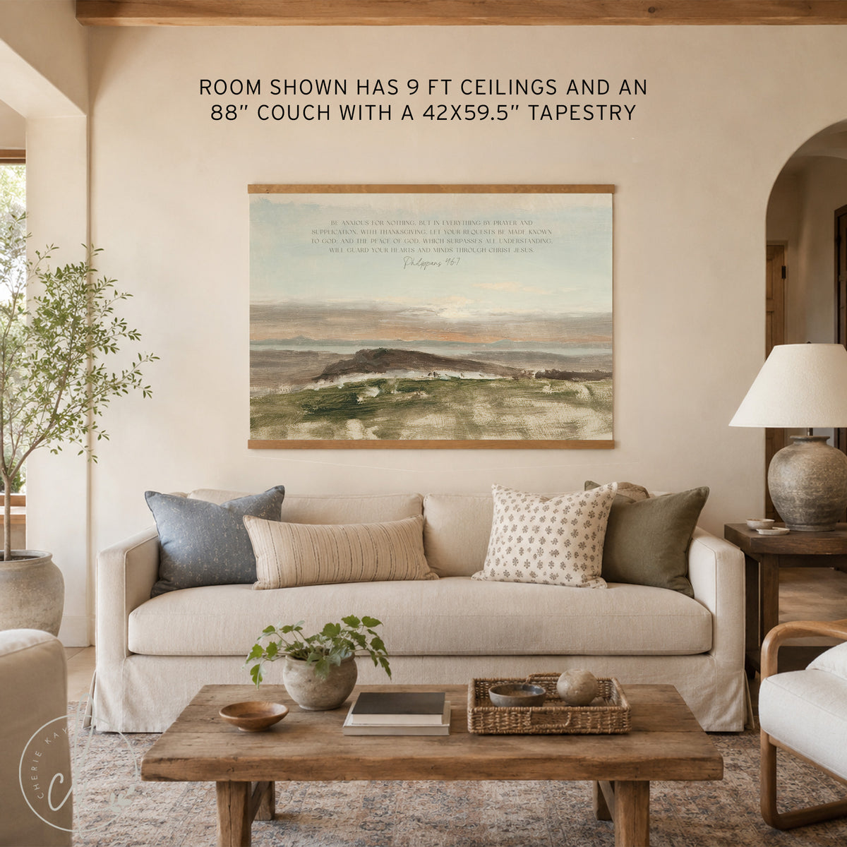 Bible Verse Canvas | Philippians 4:6–7 Christian Wall Art | Scripture Landscape Canvas | T95