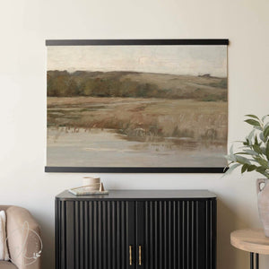 Large Landscape Canvas Tapestry | Vintage Meadow and River Print | T9