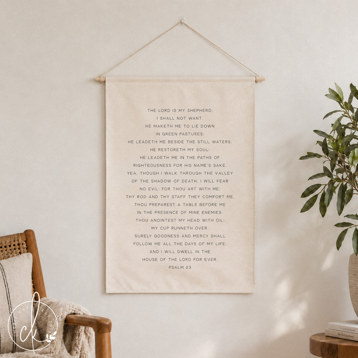The Lord Is My Shepherd | Canvas Dowel Rod | Canvas Art | Psalm 23 | Bible Verse Wall Art | Christian Wall Decor | Living Room Decor
