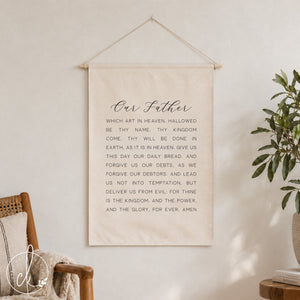 The Lords Prayer | Dowel Rod Canvas | Bible Verse Wall Art | Christian Wall Decor | Living Room Decor | Kitchen Wall Art