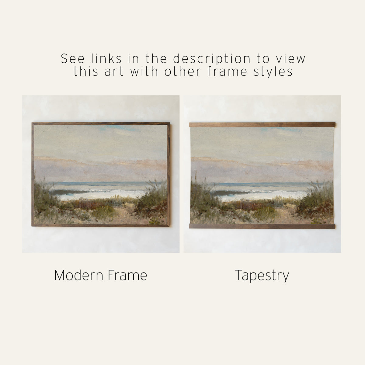Vintage Coastal Painting | Wood Framed Canvas | N67