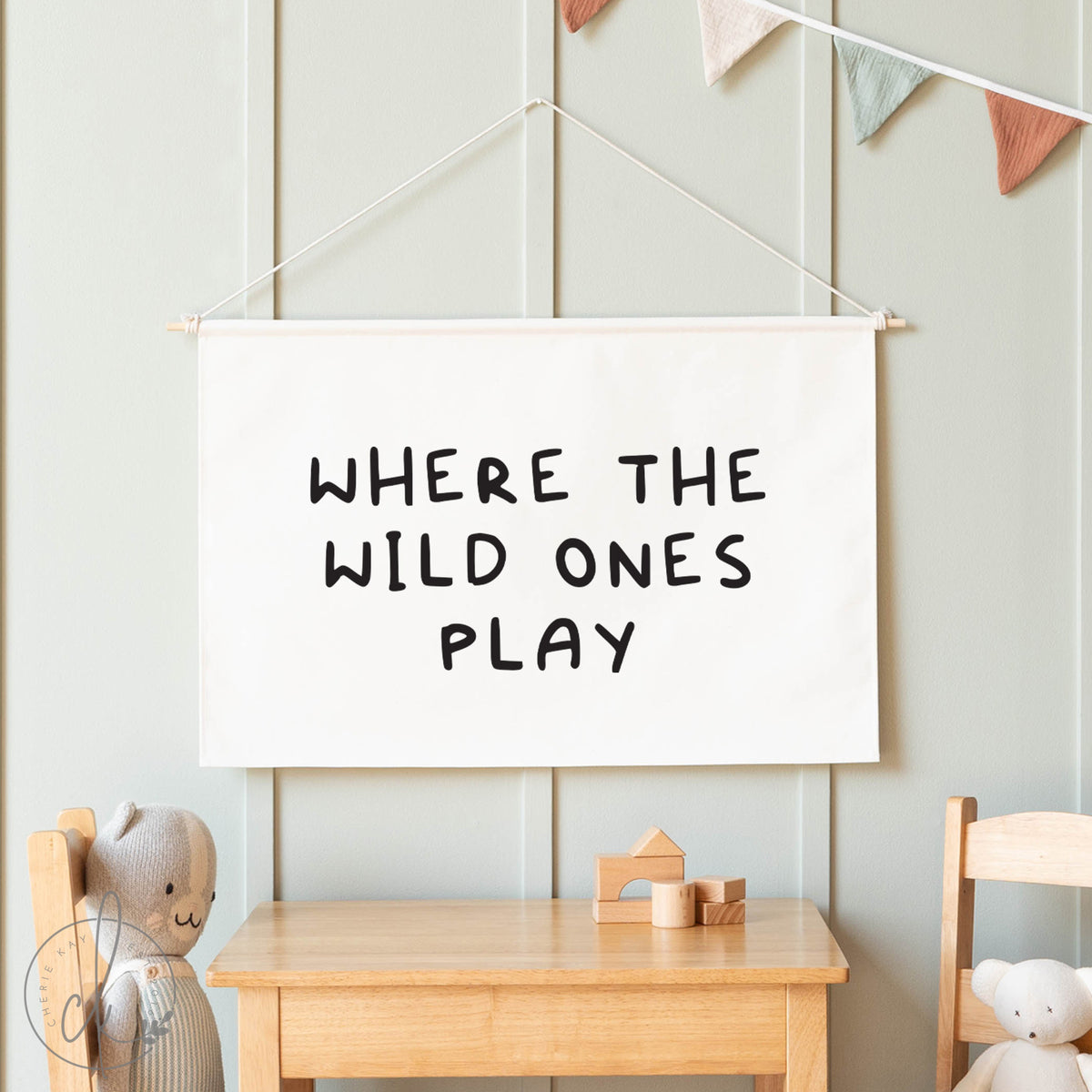 Where the Wild Ones Play Canvas Sign  | Neutral Playroom Decor | 69