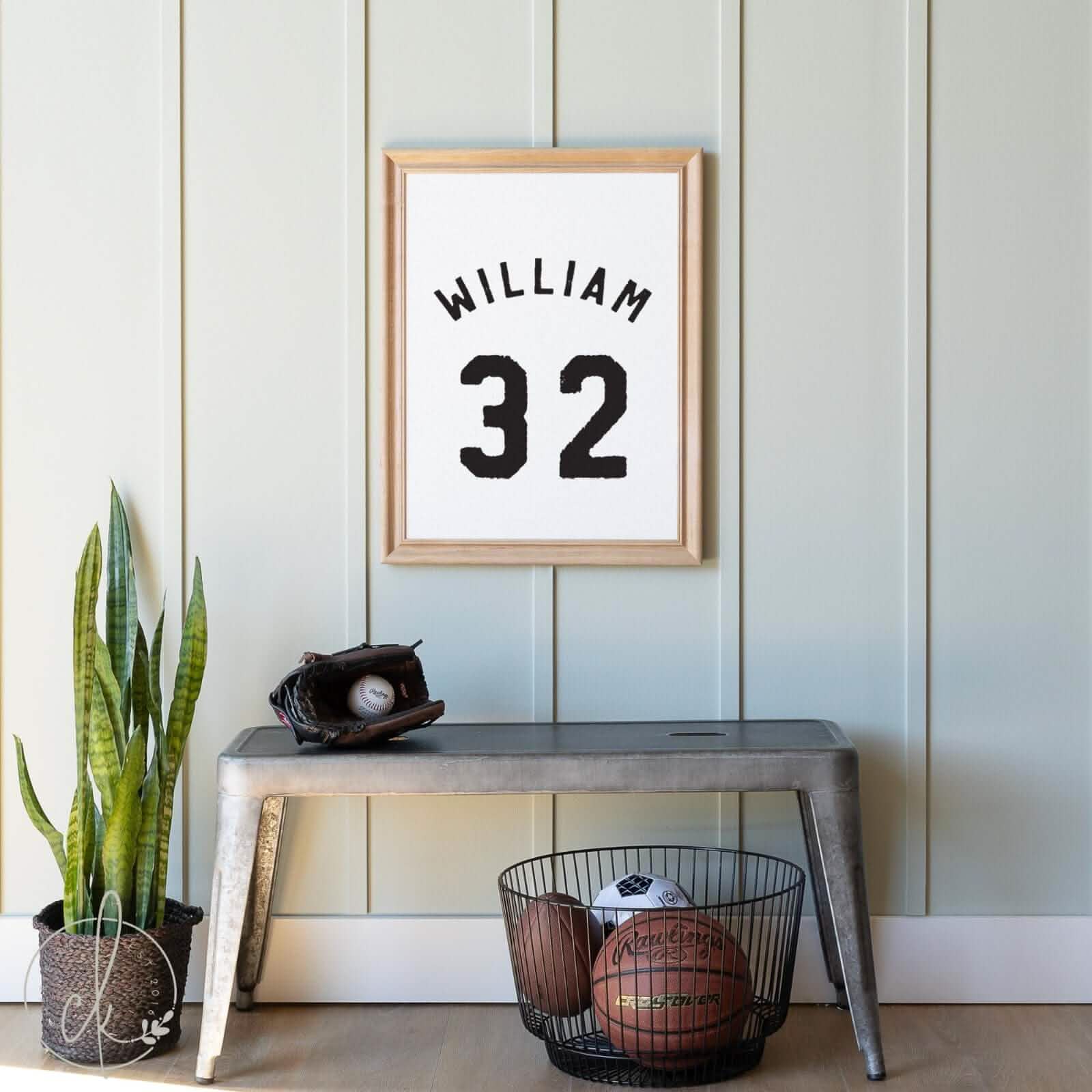 Sports Jersey Name And Number Decor Wood Framed Canvas William