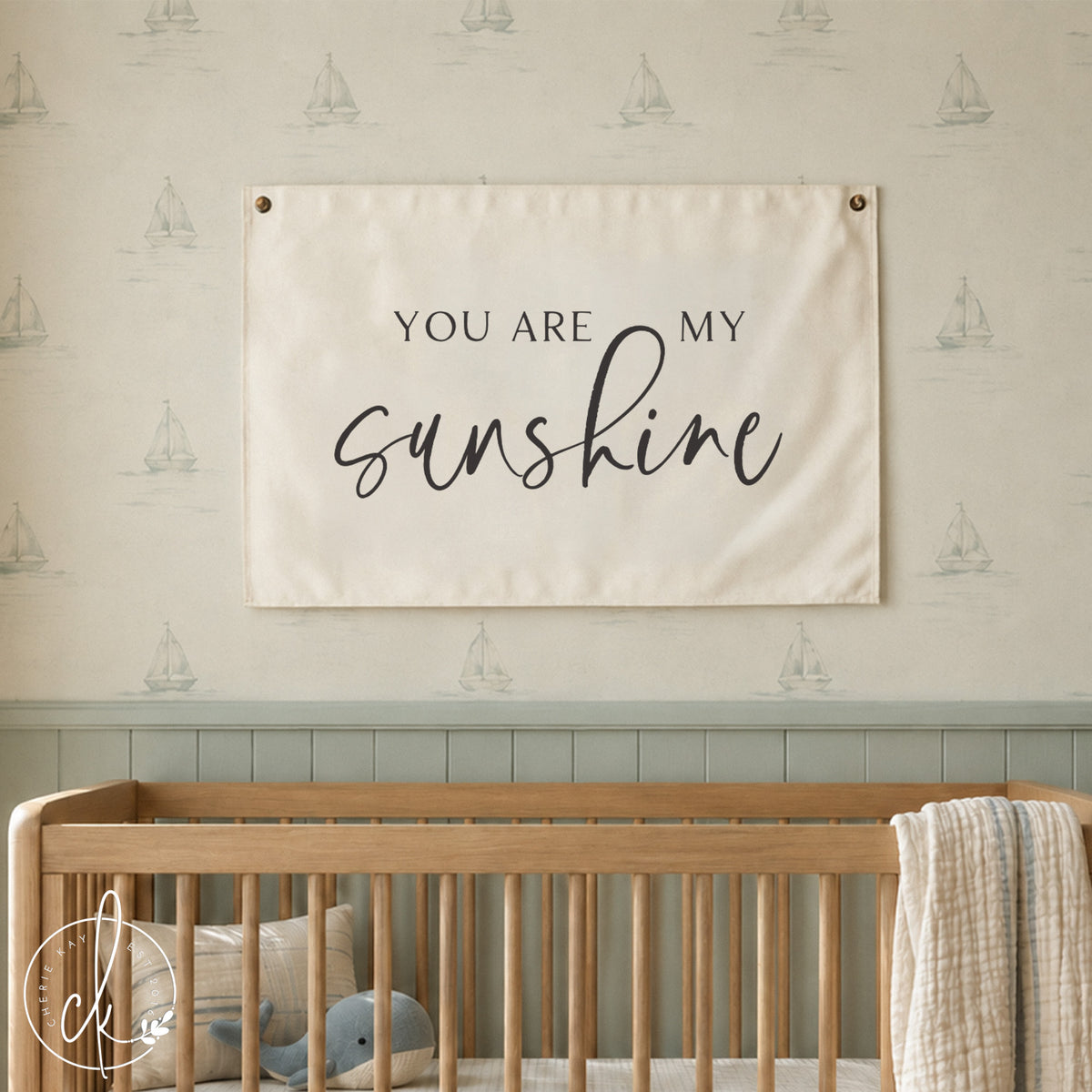 You are my sunshine flag | baby room wall decor | canvas flag | nursery sign | boho nursery wall art