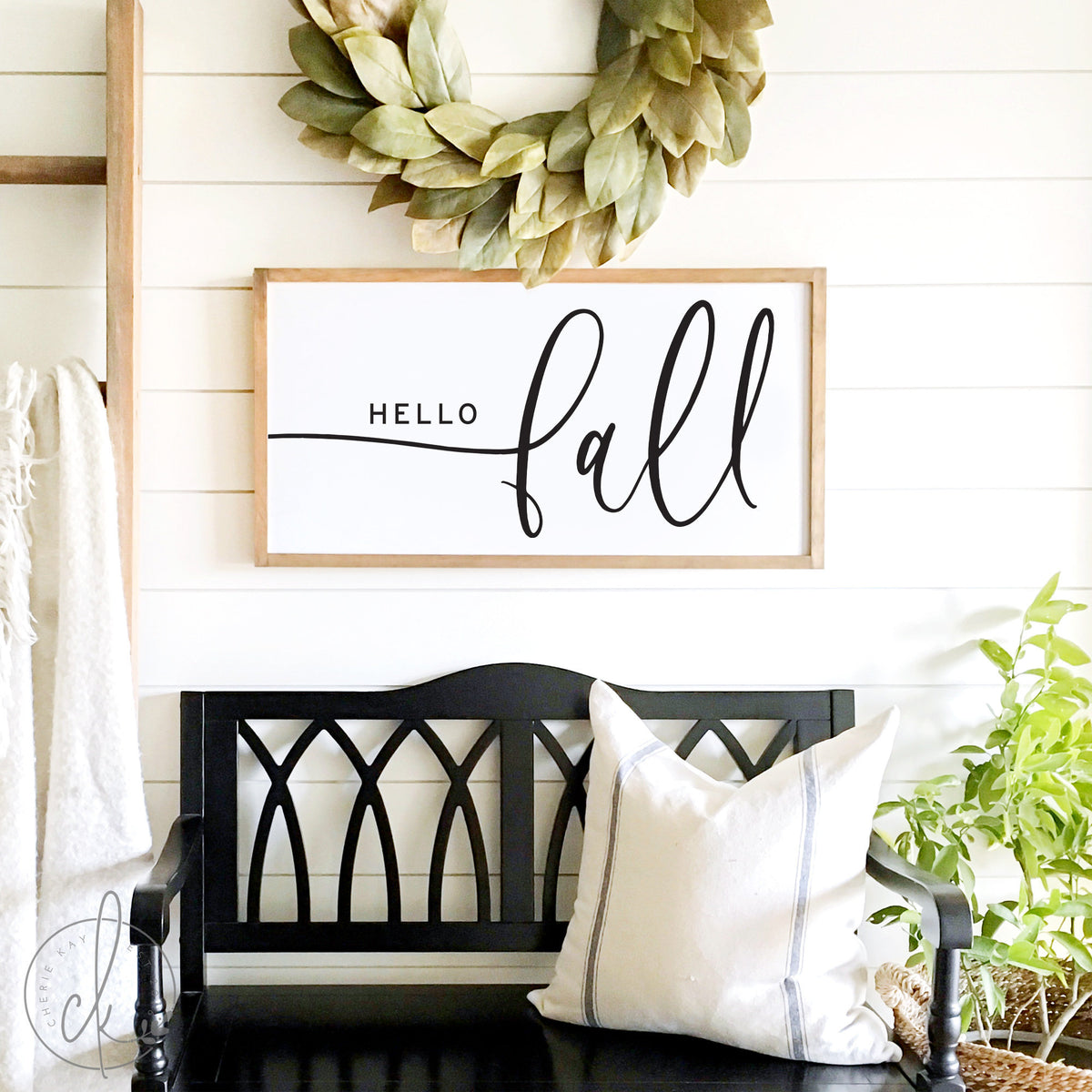 fall sign | hello fall sign |  wood framed sign | wall art | fall wall decor | home decor sign