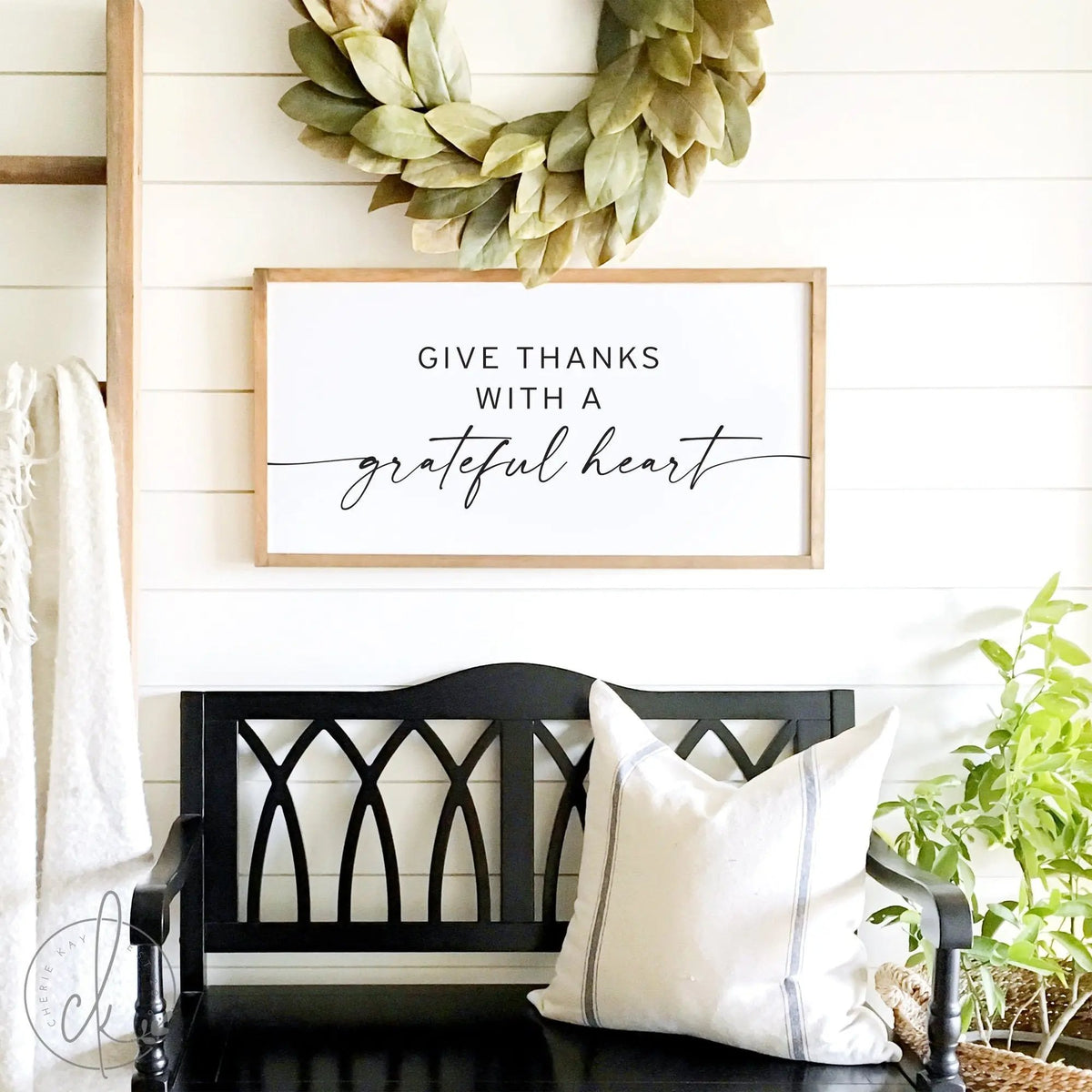fall sign | give thanks with a grateful heart sign |  fall wall decor | give thanks sign | wood framed sign board| home decor sign