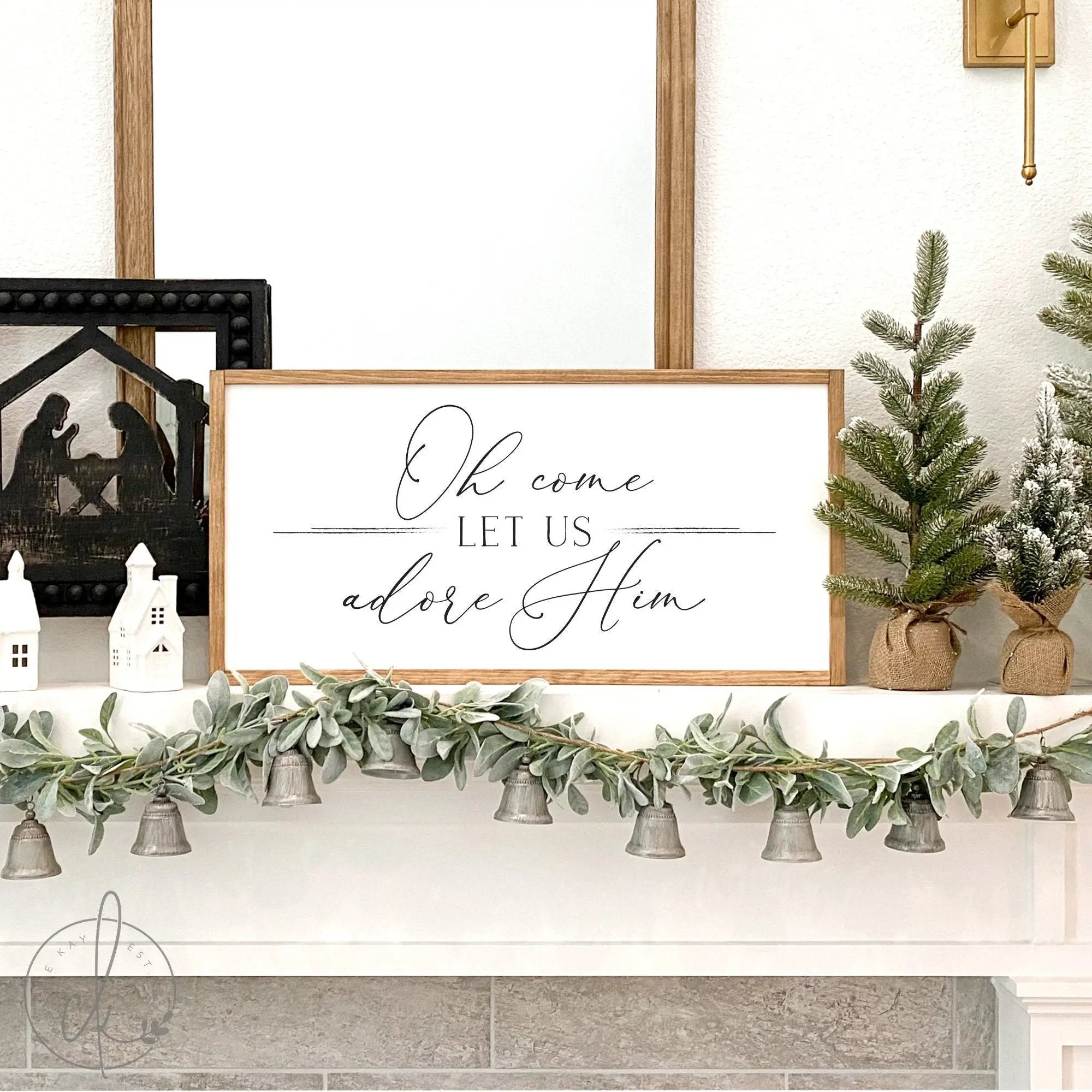oh come let us adore Him sign | christmas sign |  christmas wall decor | christmas home decor | wood framed sign | home decor sign