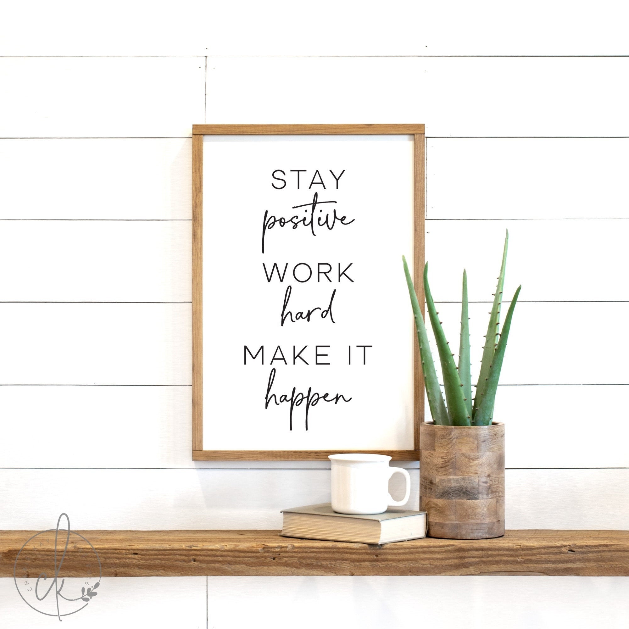office wall decor | stay positive sign | wood signs | inspirational quote for office | motivational quote for office | office wall art