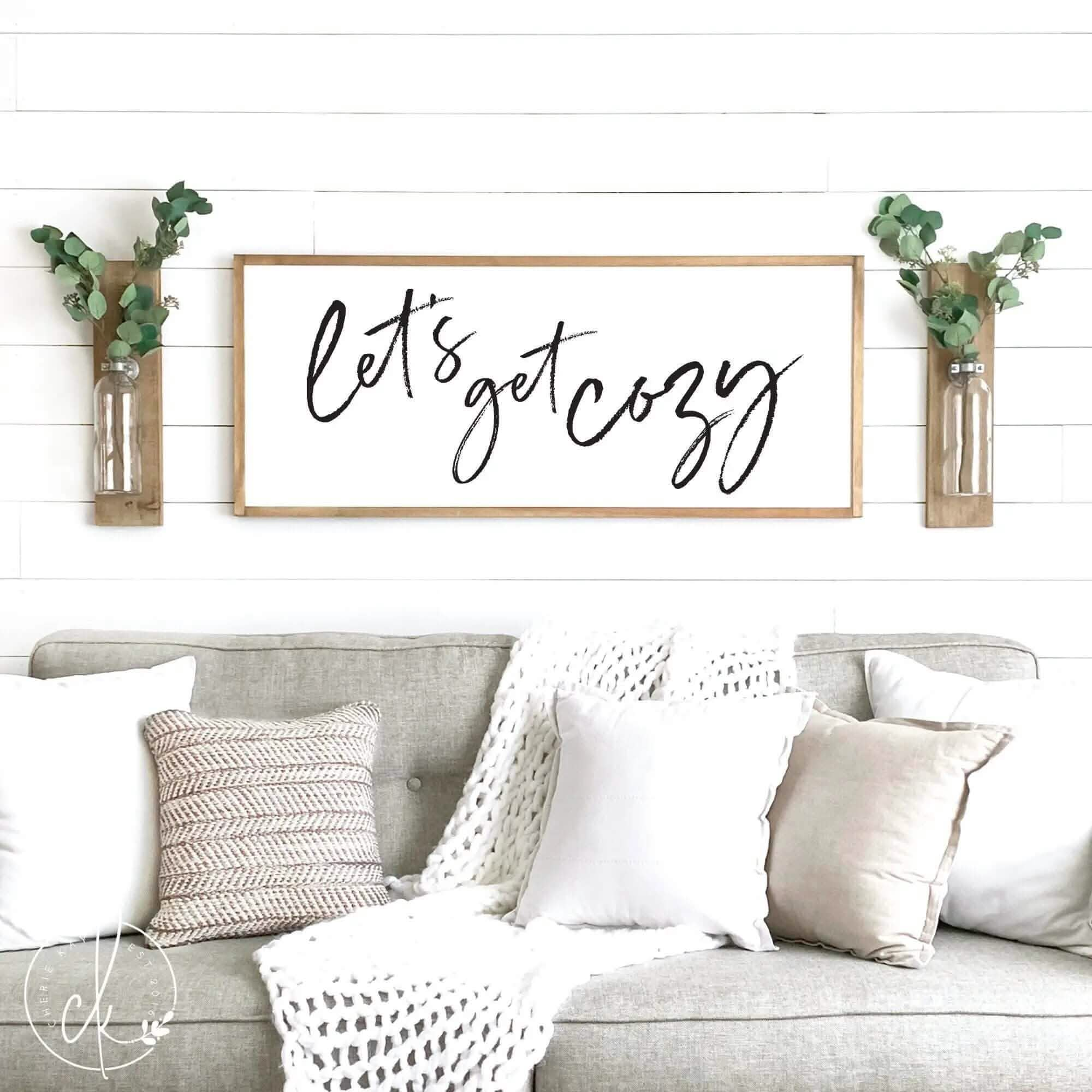 Let's Get Cozy, Wood Framed Sign