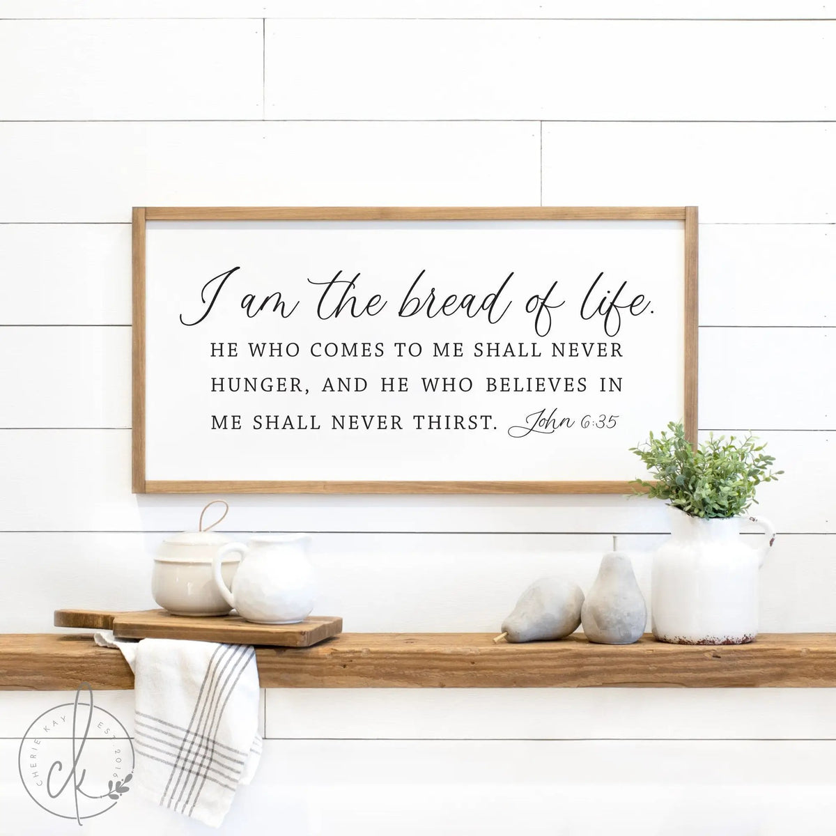 kitchen sign | I am the bread of life sign | dining room wall decor | scripture sign | farmhouse kitchen decor