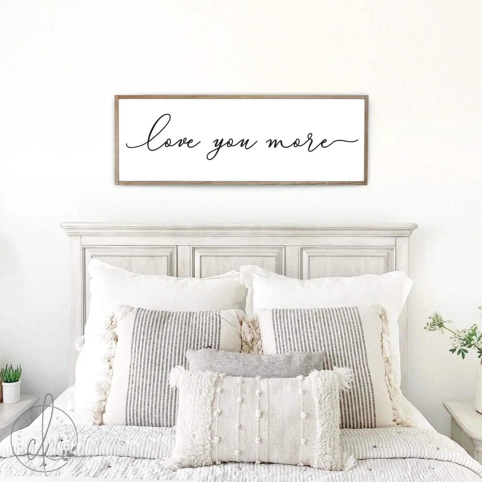 love you more sign | bedroom wall decor | master bedroom decor | wood framed sign | bedroom wall art | master bedroom sign | D1