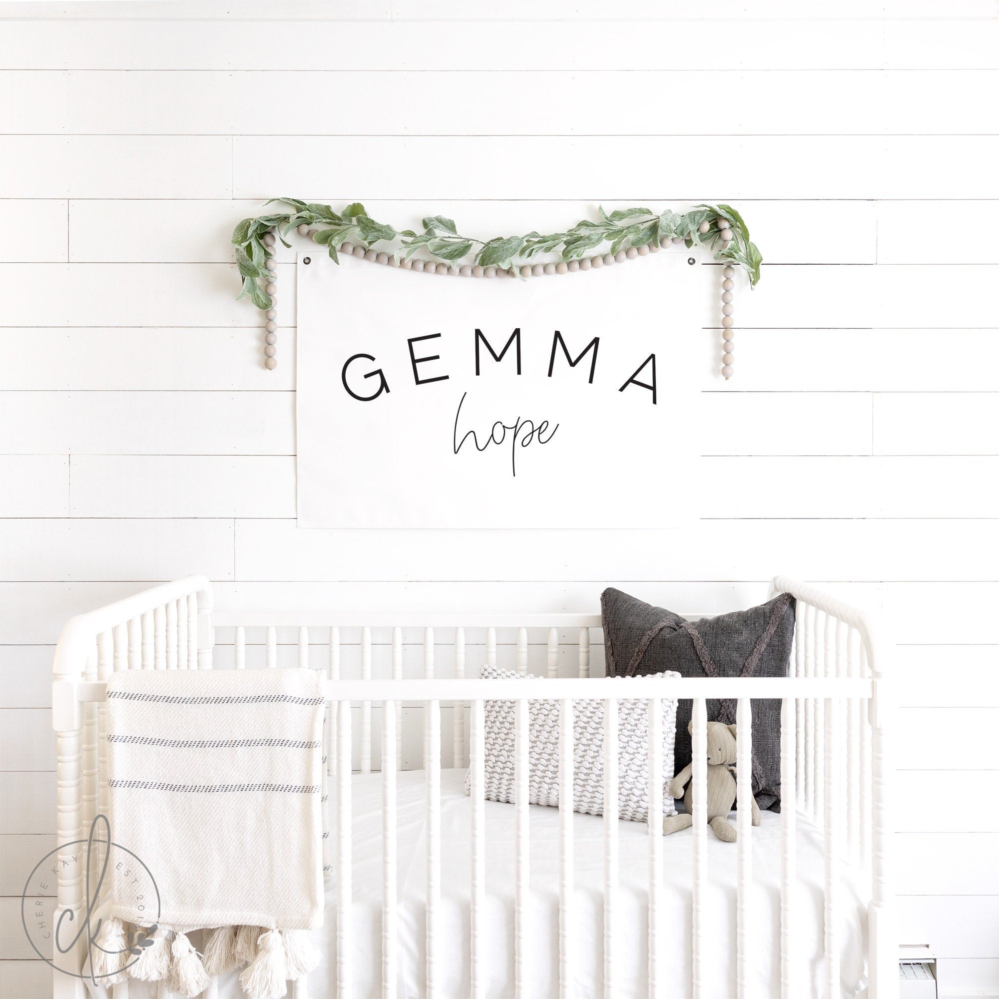Baby name flag | nursery canvas flag | nursery name sign | custom name banner | name sign for crib