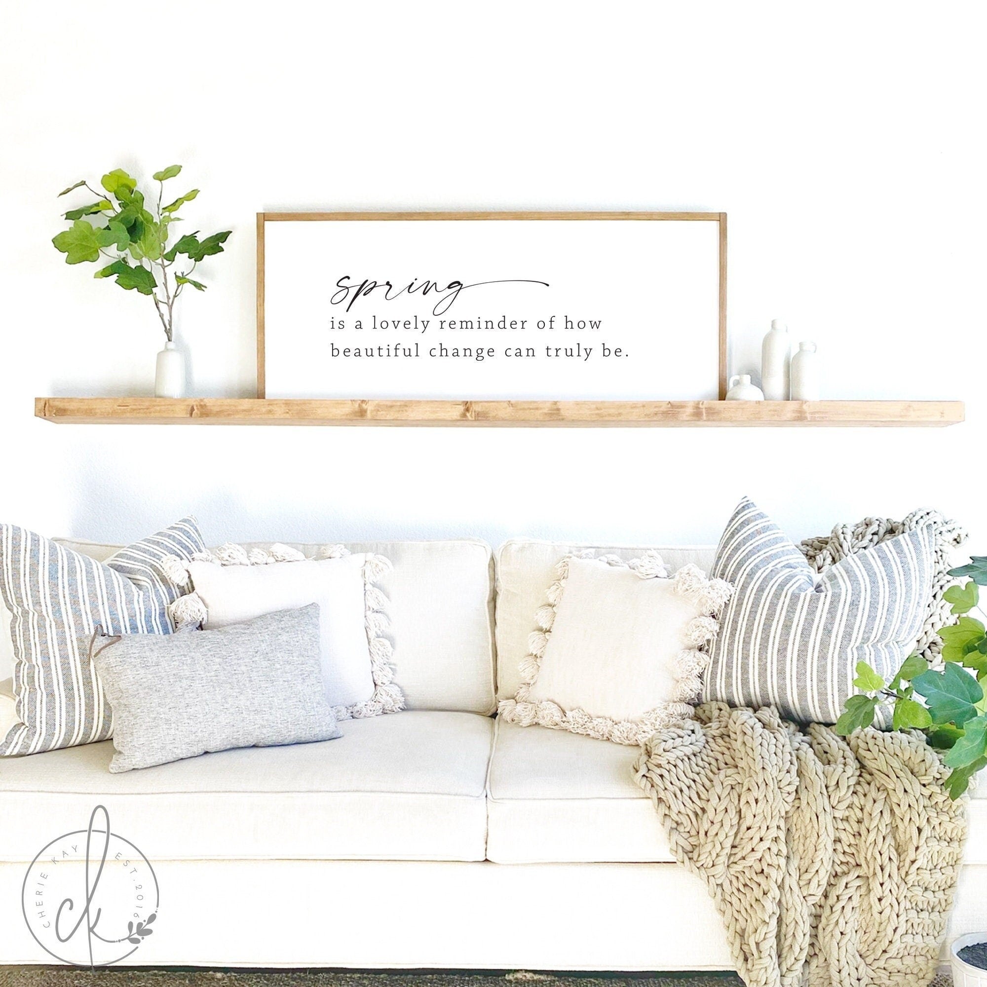 Spring decor | spring is a lovely reminder | wood sign | living room decor | wood framed sign | farmhouse decor