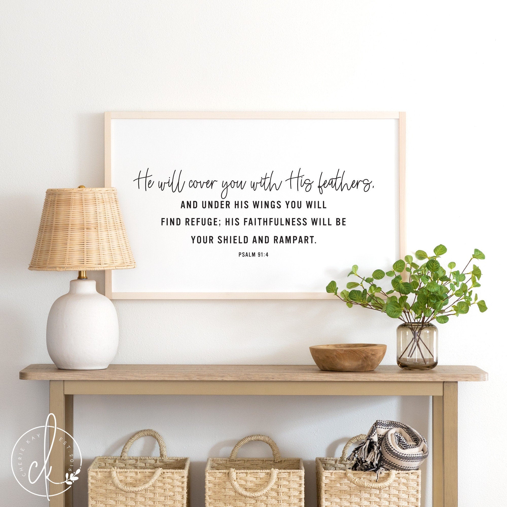scripture wall art | He will cover you with His feathers | wood signs | psalm 91:4 | bible verse wall decor | christian wall art | D2