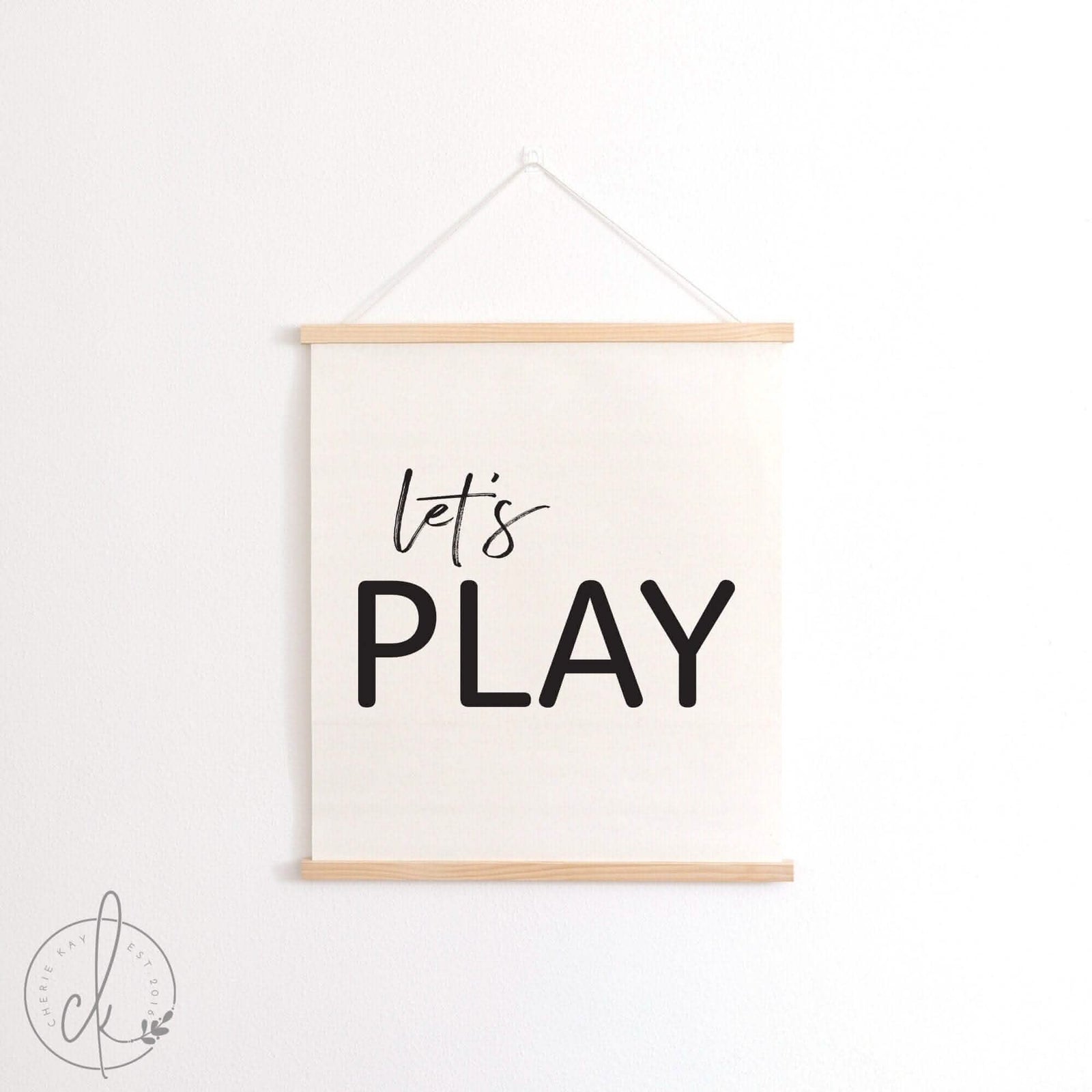 Lets play | hanging canvas sign | kids room decor | playroom wall decor | childrens room decor | nursery decor