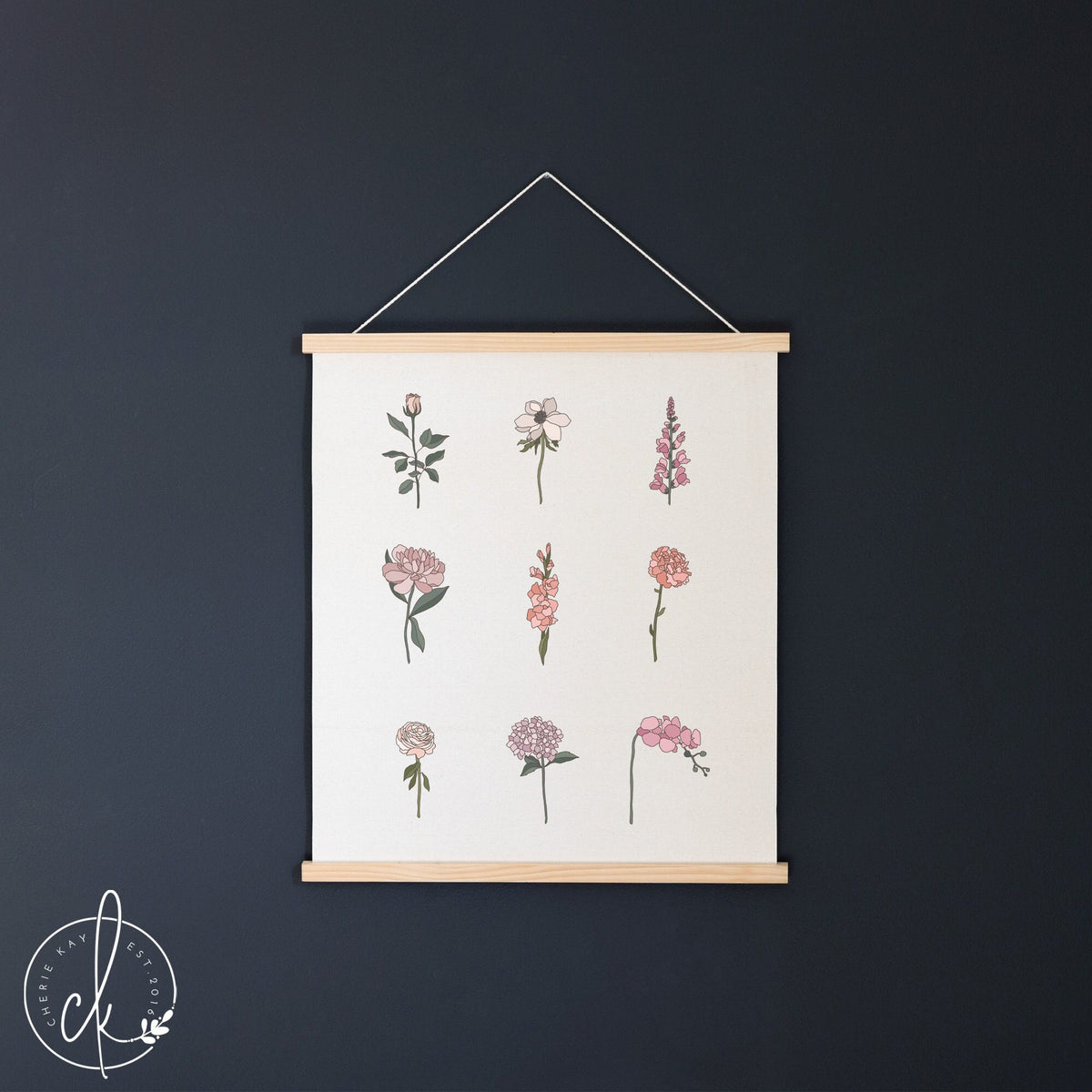 Pink Floral Art | Hanging Canvas Wall Art | Botanical Art | Living Room Decor | Pink Flowers | Pink Nursery Decor