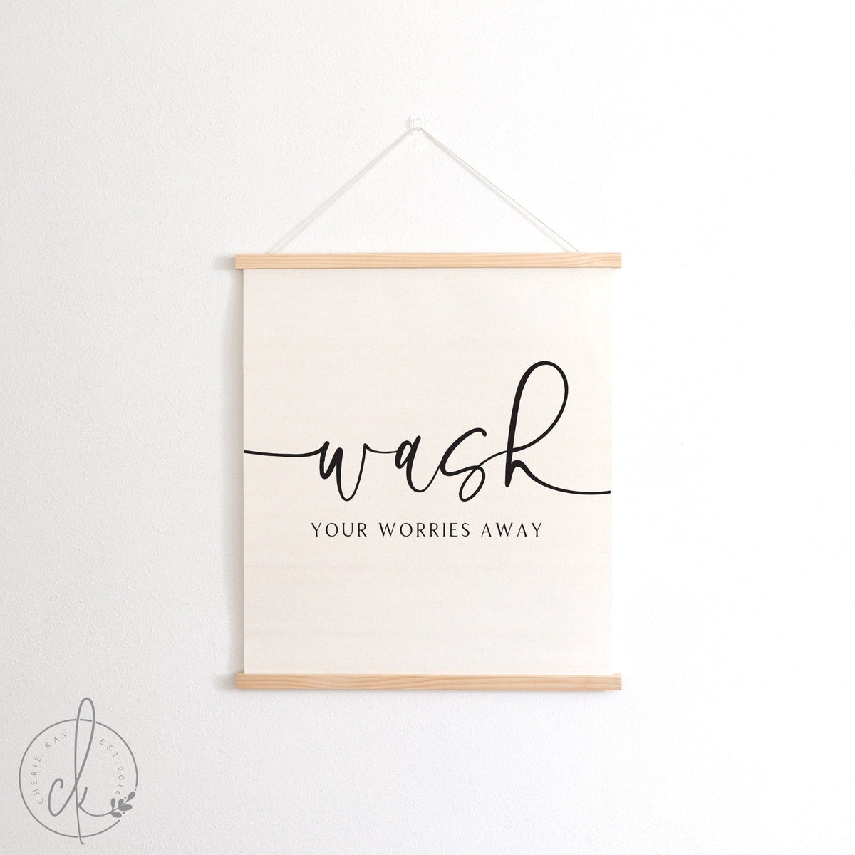 Wash Your Worries Away | Fabric Wall Hanging | Laundry Room Decor | Bathroom Decor | Minimalist Wall Art