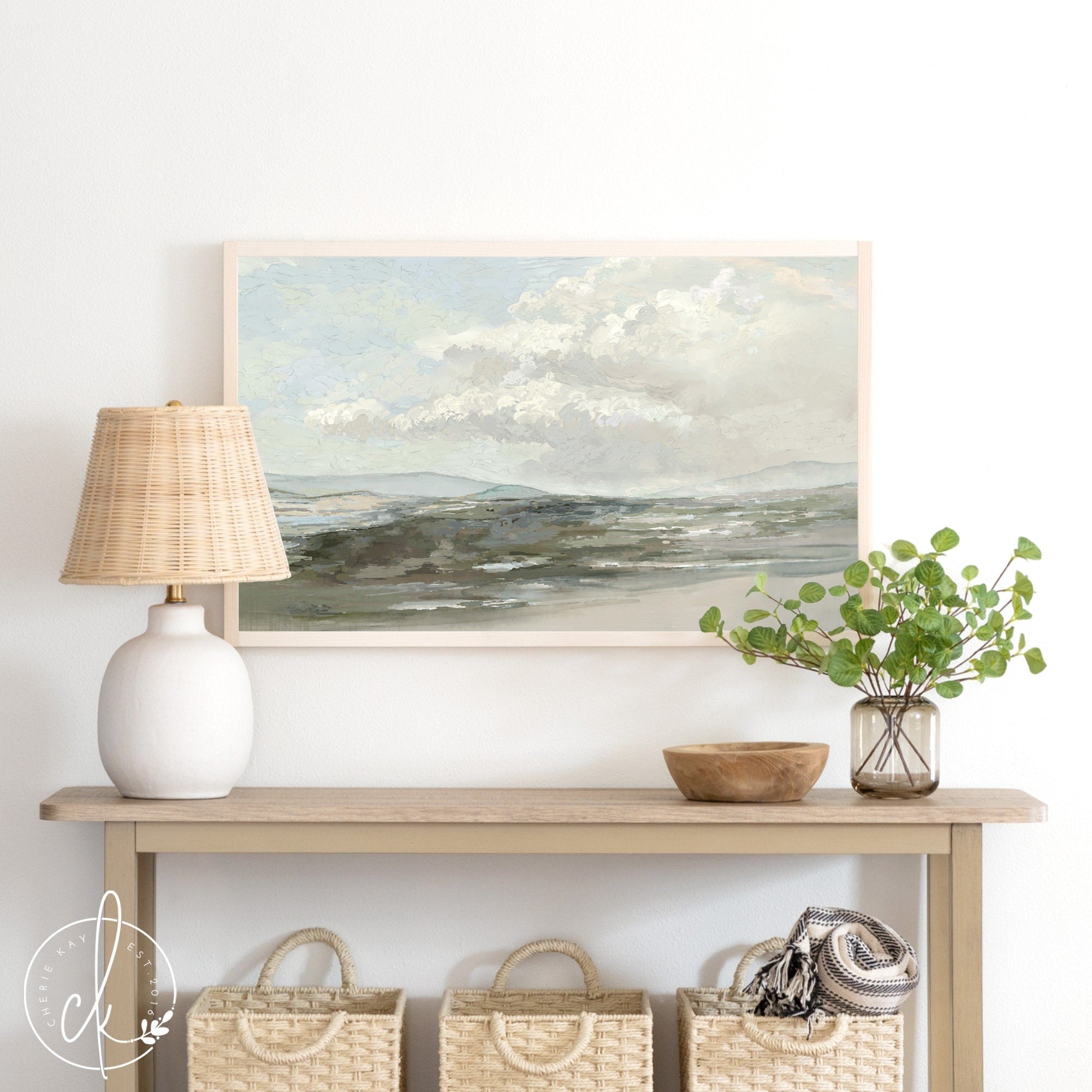 Abstract Landscape Art | Framed Wall Art | Living Room Wall Decor | Coastal Art | Entryway Wall Decor | Cloudscape