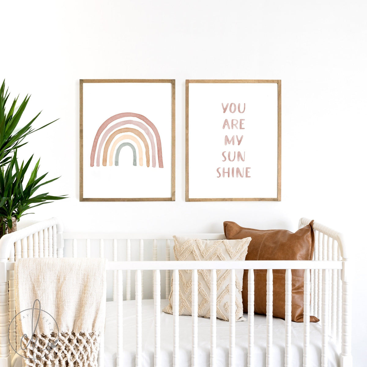 You are my sunshine signs | boho nursery wall decor | wood framed sign | boho rainbow print | wall decor for above crib | nursery wall art