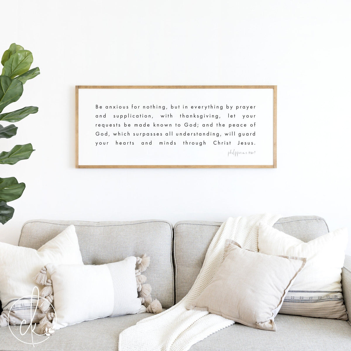 Christian Wall Art | Be Anxious For Nothing Sign | Philippians 4:6-7 | Wood Sign | Bible Verse Wall Art | Living Room Decor | D2