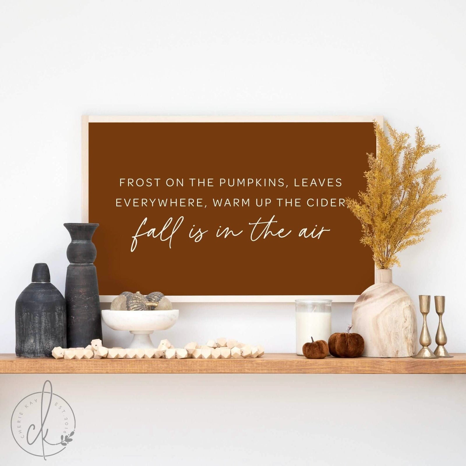 Fall Wall Decor | Wood Sign | Frost On The Pumpkins | Thanksgiving Decor | Living Room Wall Art | Autumn Decor | Framed Wall Art