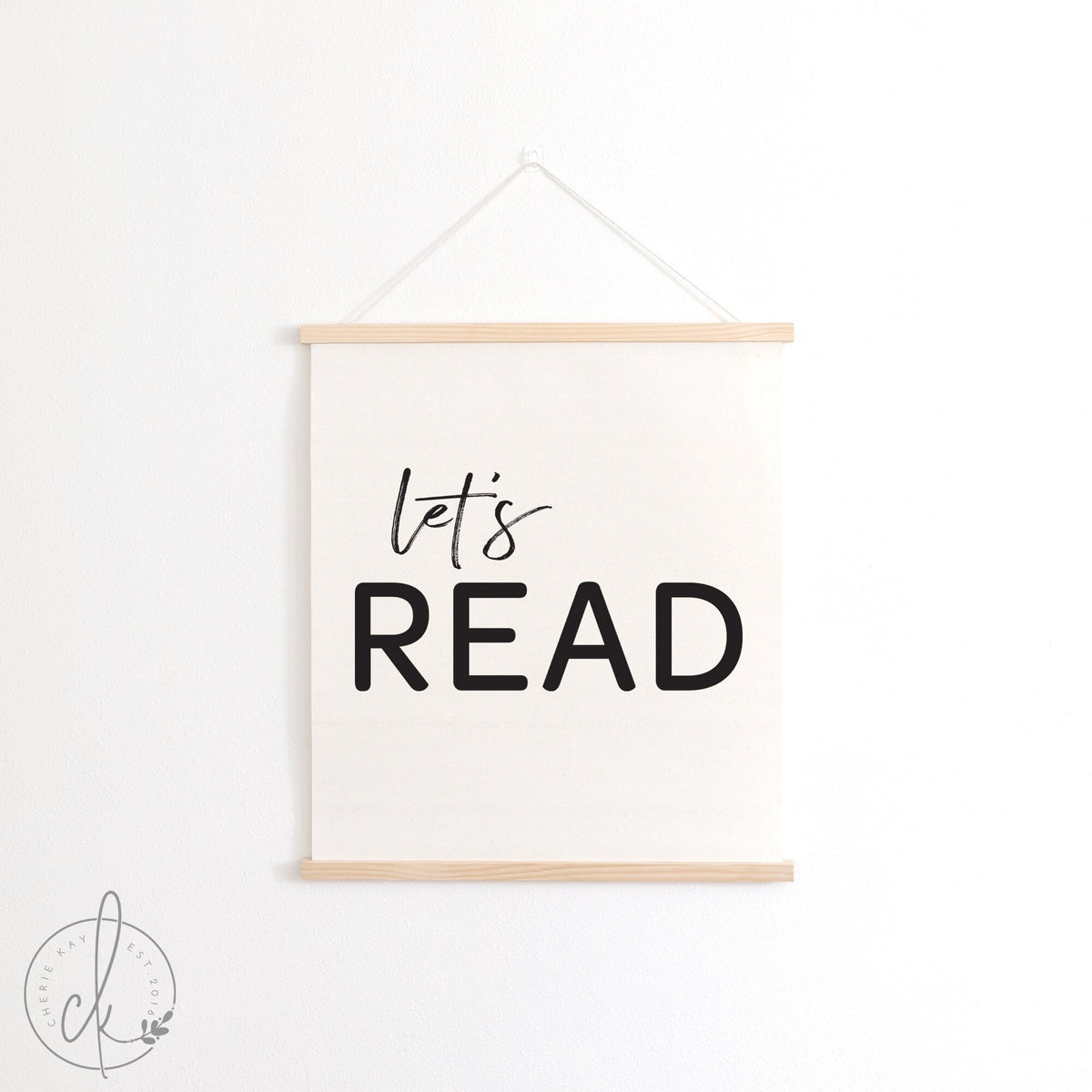 Lets Read | Hanging Canvas Sign | Kids Room Decor | Playroom Wall Decor | Classroom Decor | Home School Decor