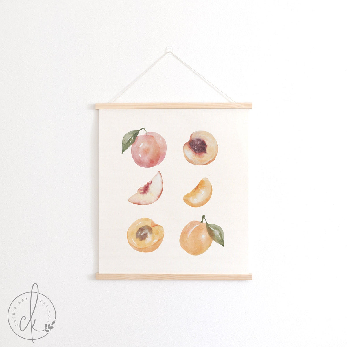 Peaches And Apricots | Canvas Wall Art | Fruit Wall Art | Kitchen Wall Decor | Watercolor Fruit Art | Peaches Sign