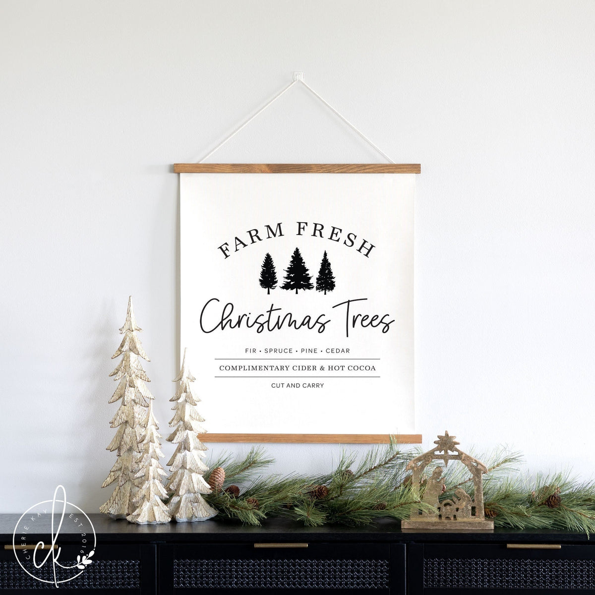 Farm Fresh Christmas Trees | Canvas Wall Hanging | Christmas Decor | Christmas Tree Farm | Holiday Wall Decor | Farmhouse Christmas