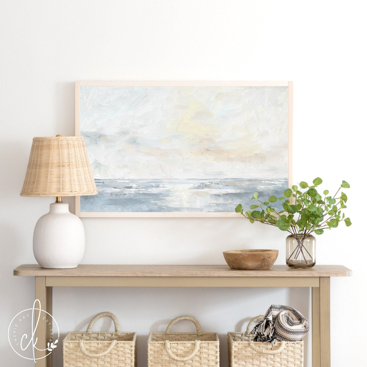 framed ocean art | beach wall art | framed wall art | living room wall decor | abstract landscape art | Morning Light