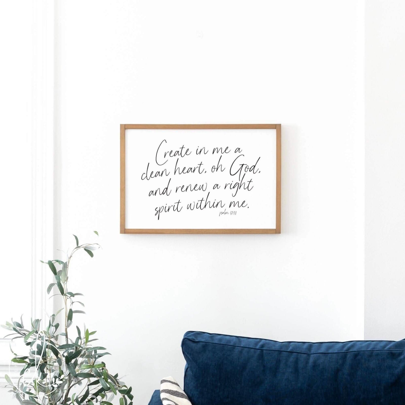 Create In Me A Clean Heart | Wood Sign | Psalm 51:10 | Bible Verse Wall Art | Living Room Decor | Christian Wall Art | D2