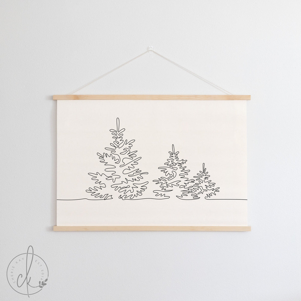 Farmhouse Christmas Tree | Canvas Wall Hanging | Minimalist Christmas | Christmas Decor | Pine Tree Line Art