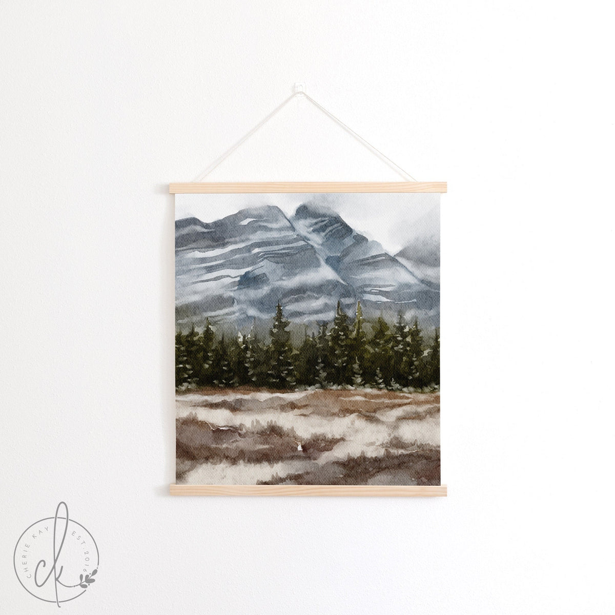 Mountain Landscape Art | Fabric Wall Hanging | Winter Landscape Wall Art | Winter Mountains