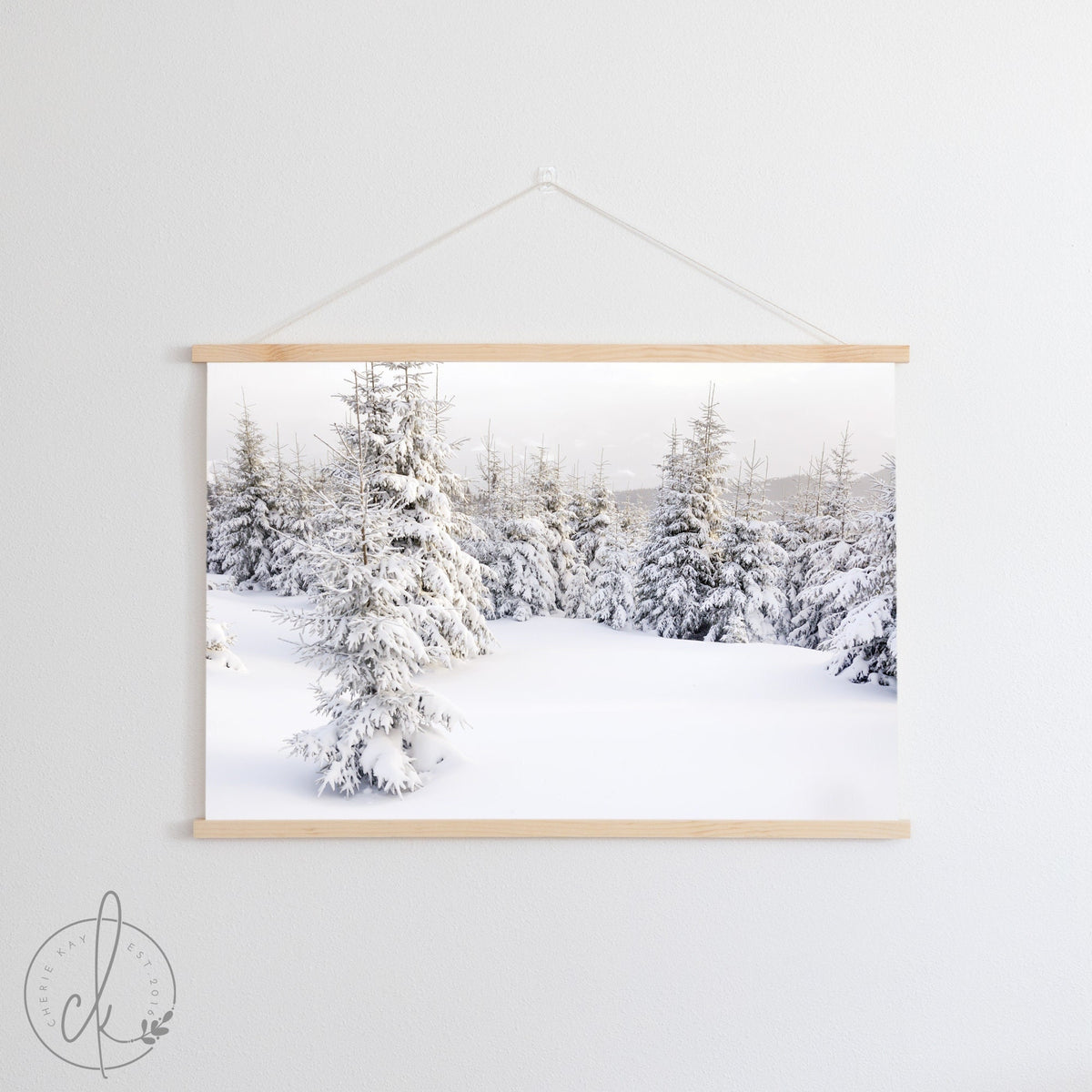 Winter Landscape | Fabric Wall Hanging | Snowy Trees Art | Evergreens Wall Art | Snowy Forest Art | Winter Wonderland