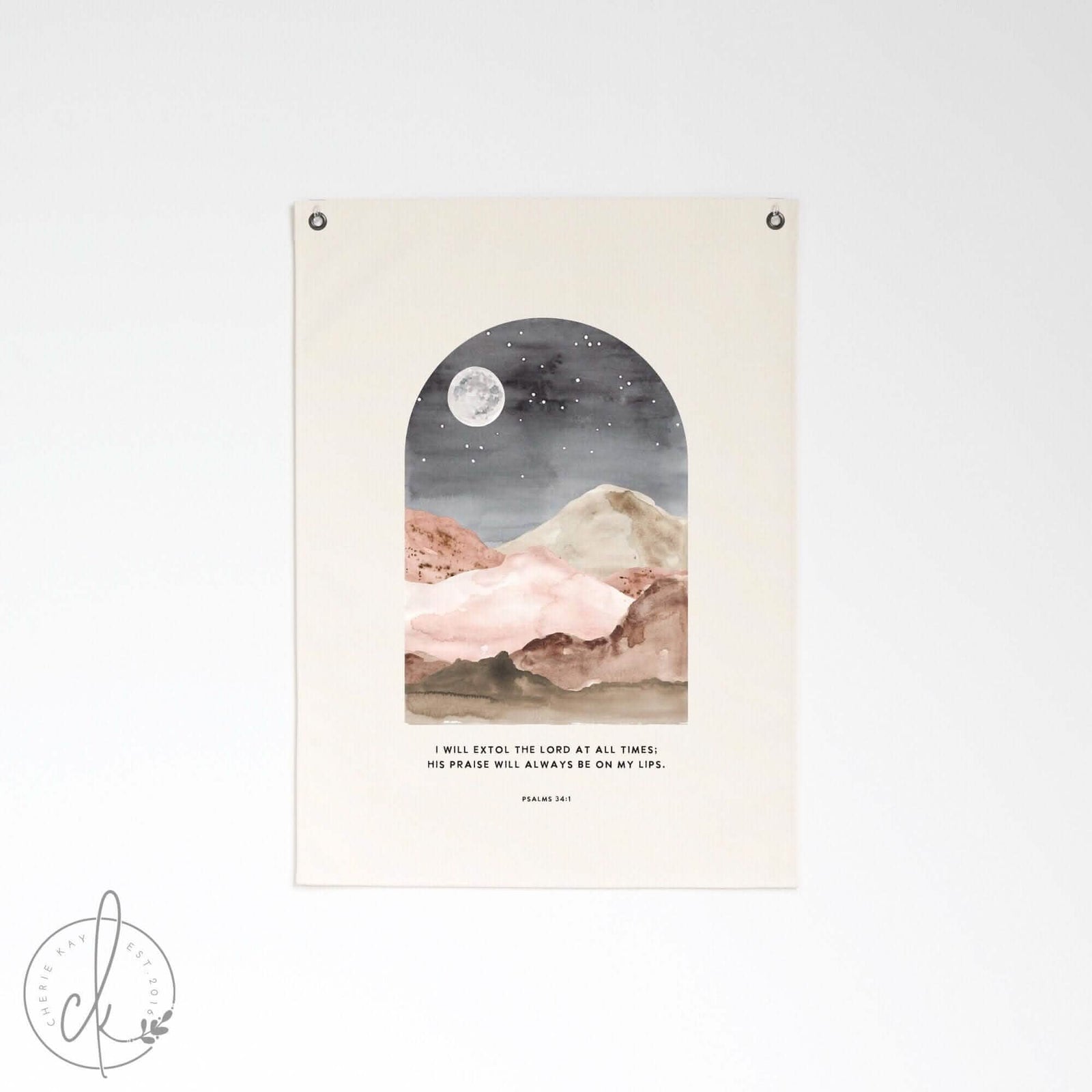 I Will Extol The Lord | Canvas Flag | Scripture Wall Art | Bible Verse Wall Art | Scripture Flag Banner | Christian Wall Art | Psalm 34:1