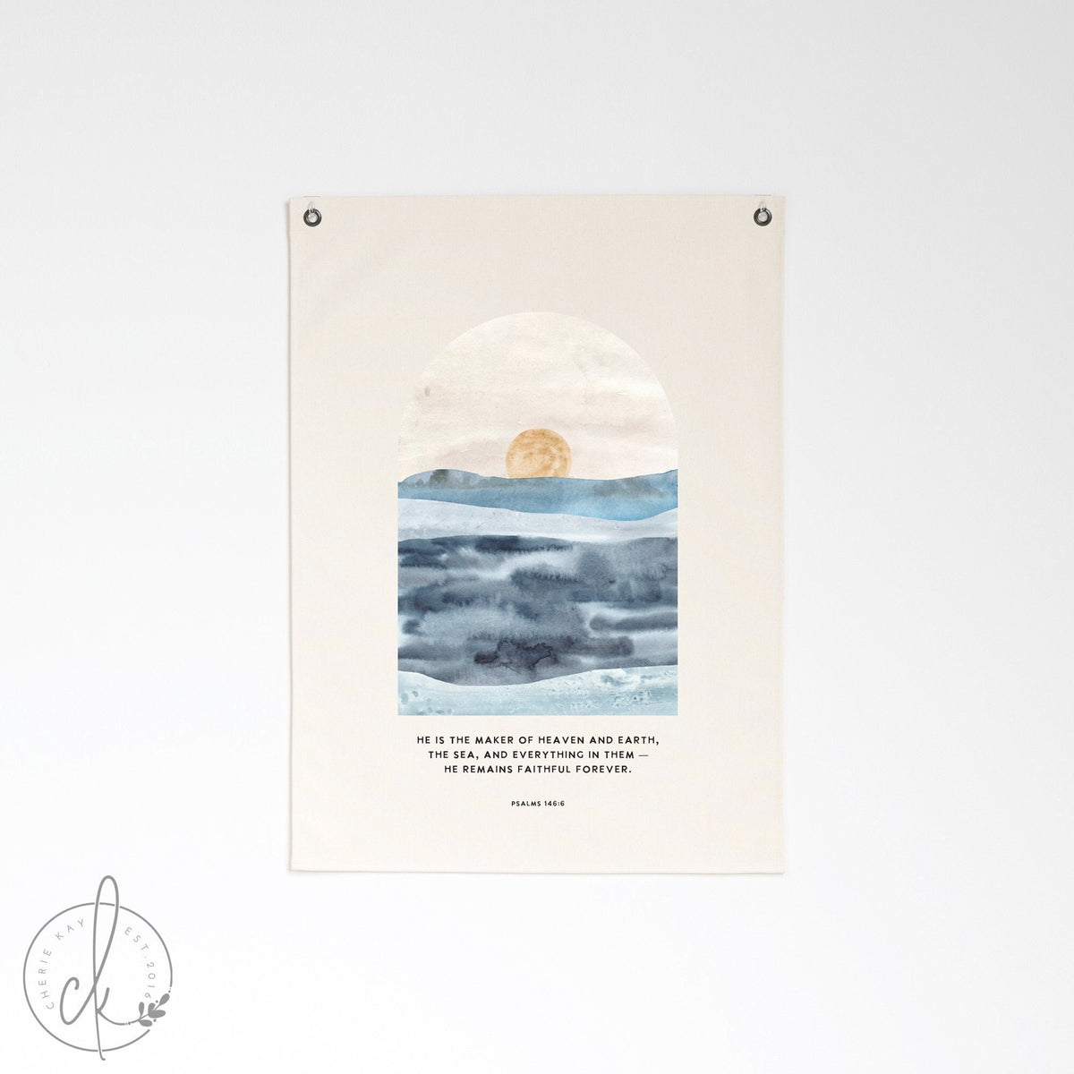 He Is The Maker Of Heaven | Canvas Flag | Scripture Wall Decor | Bible Verse Wall Art | Scripture Wall Art | Canvas Banner | Psalm 146:6