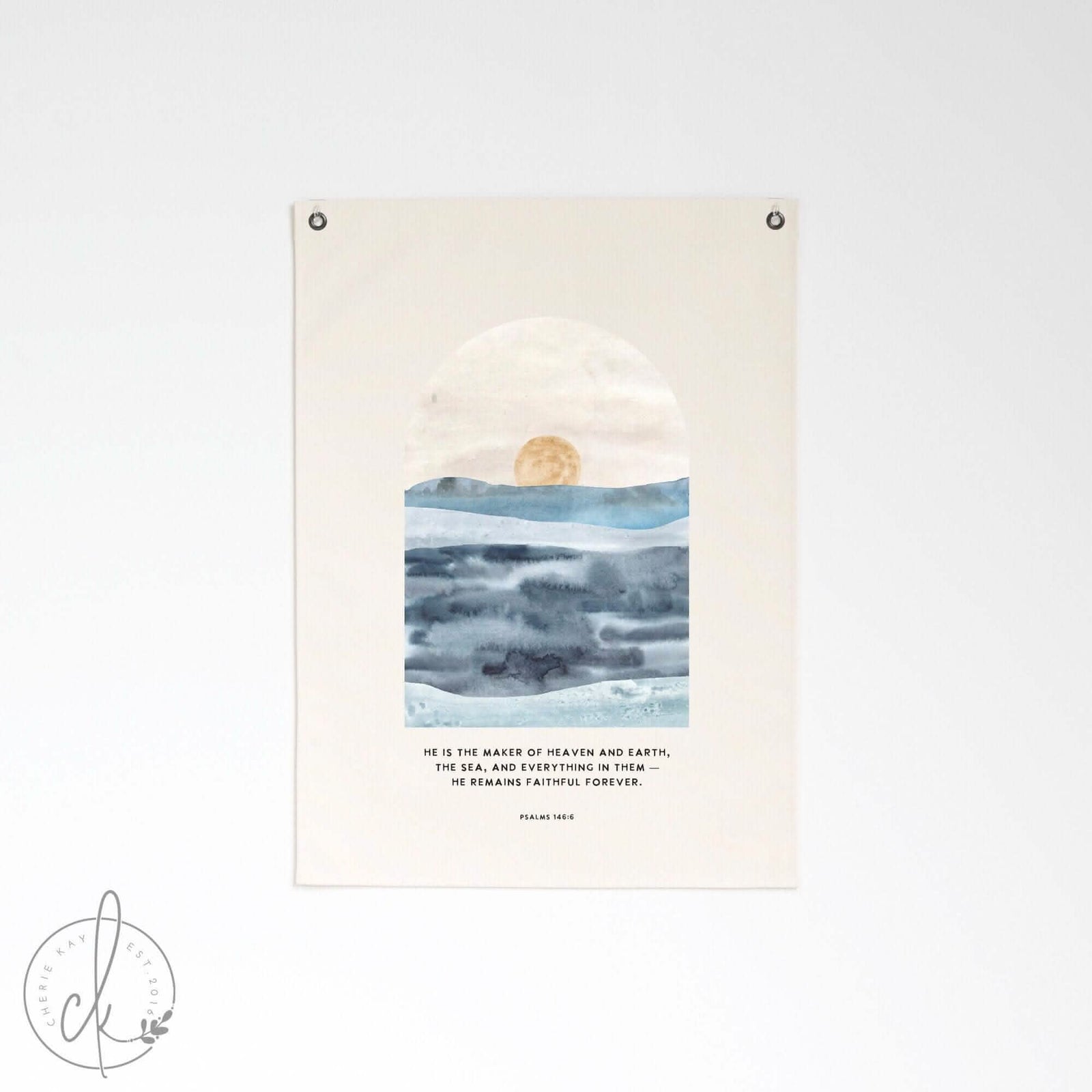 He Is The Maker Of Heaven | Canvas Flag | Scripture Wall Decor | Bible Verse Wall Art | Scripture Wall Art | Canvas Banner | Psalm 146:6