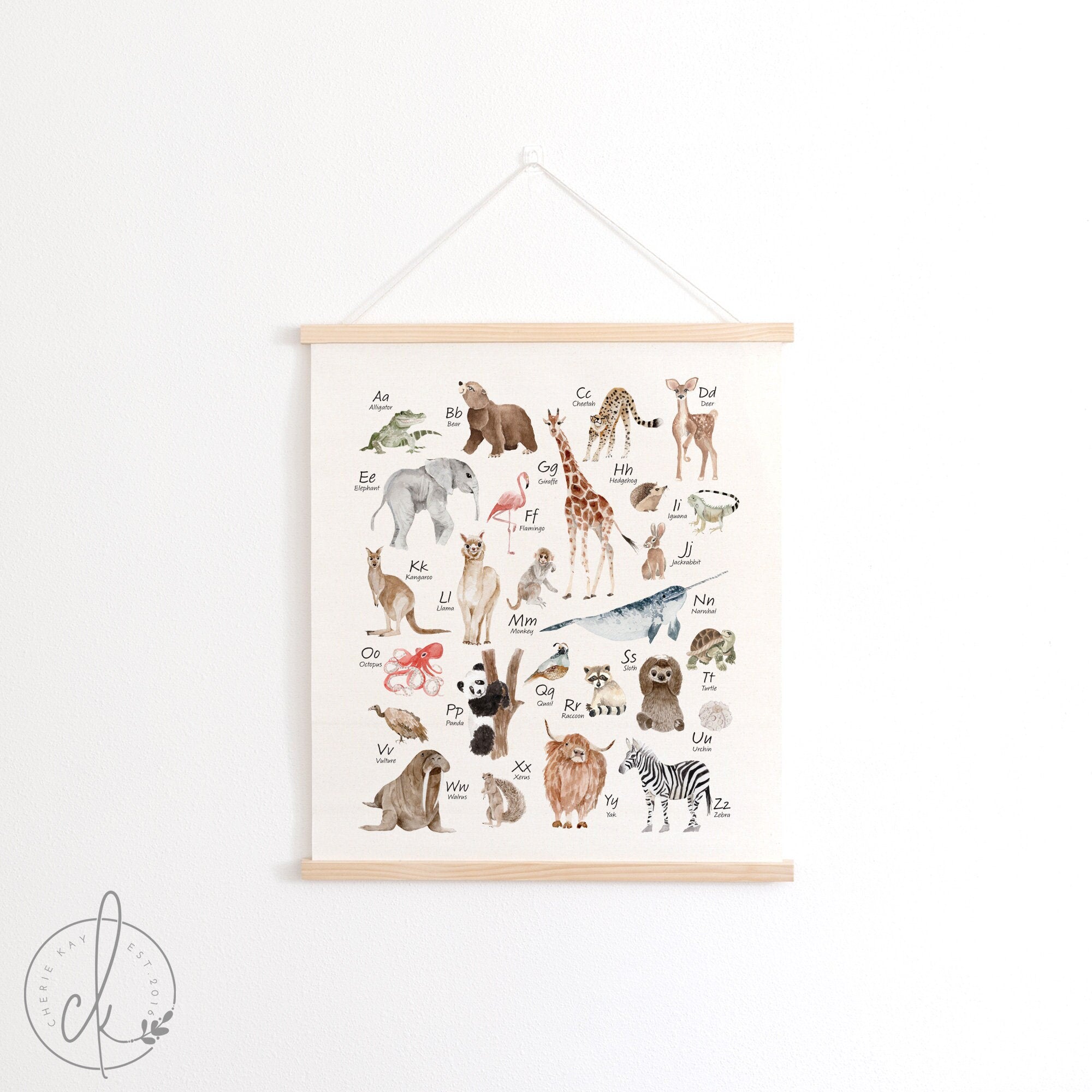 Animal Alphabet | Fabric Wall Hanging | Kids Room Decor | Playroom Wall Decor | Classroom Decor | Canvas Art | ABC Sign | Home School Decor