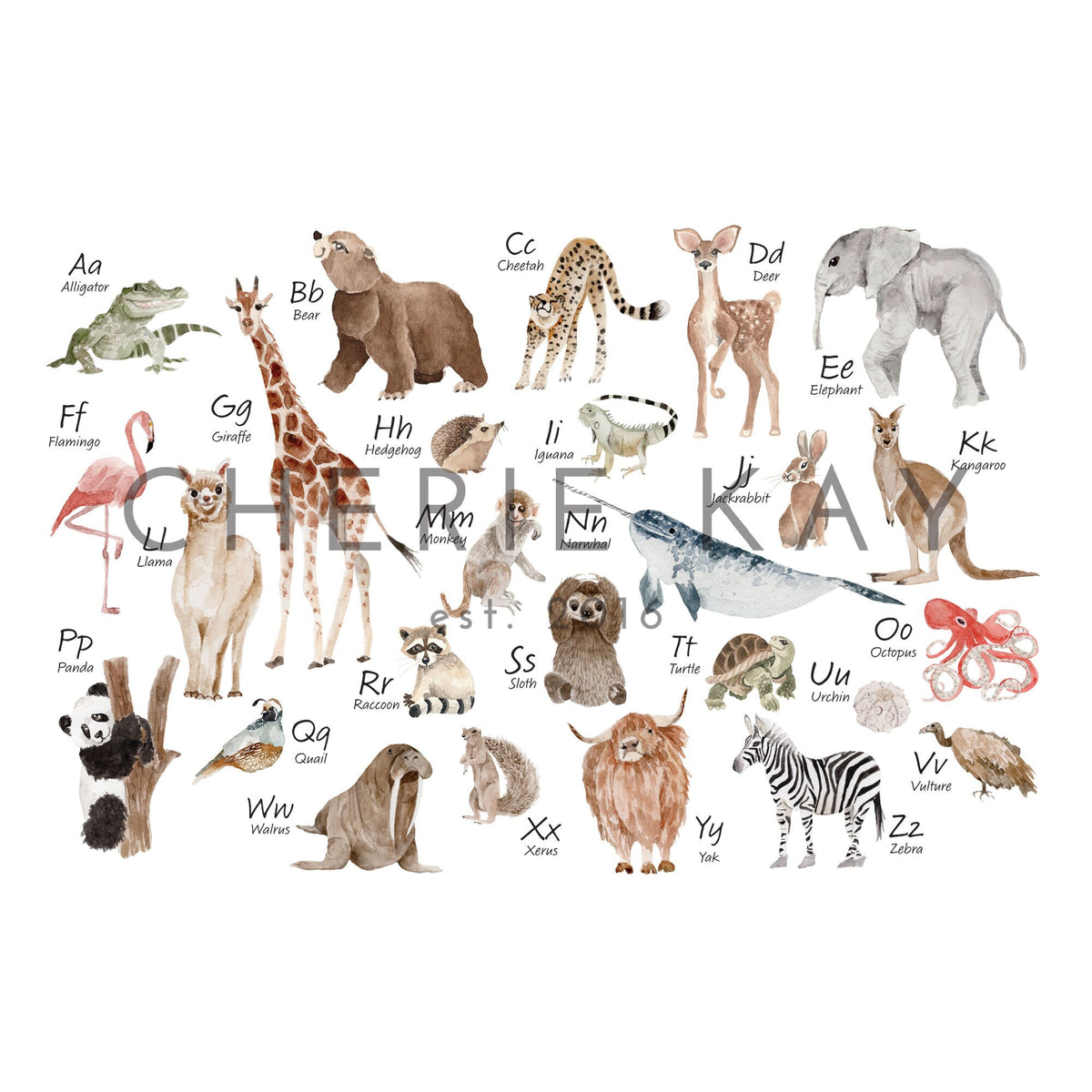 Animal Alphabet Chart | Wall Decor | Homeschool Decor | Classroom Decor | Playroom Decor | Canvas Wall Art | Art For Kids