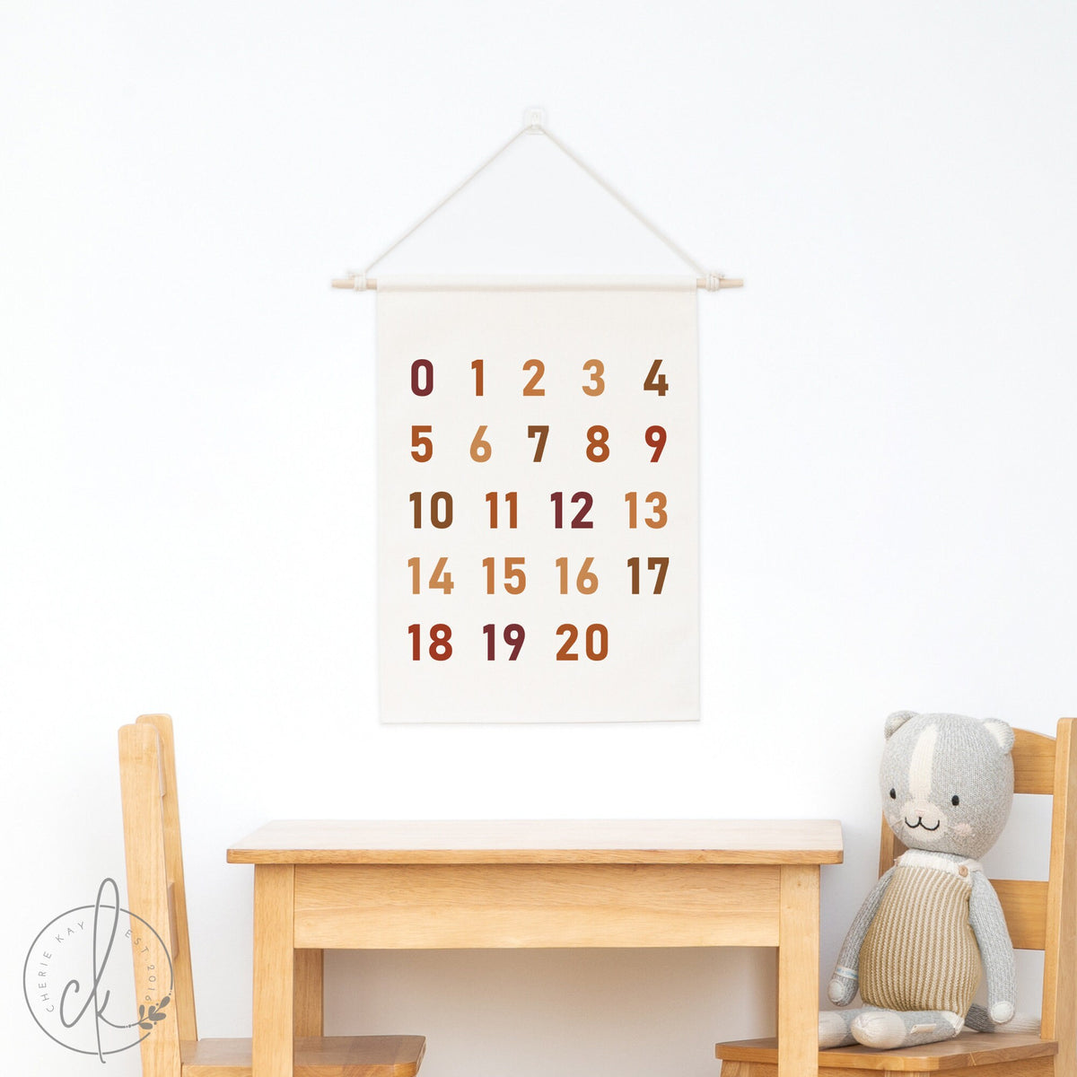 Boho Numbers Canvas | Fabric Wall Hanging | 123 Sign | Kids Room Decor | Homeschool Chart | Classroom Decor | Playroom Decor
