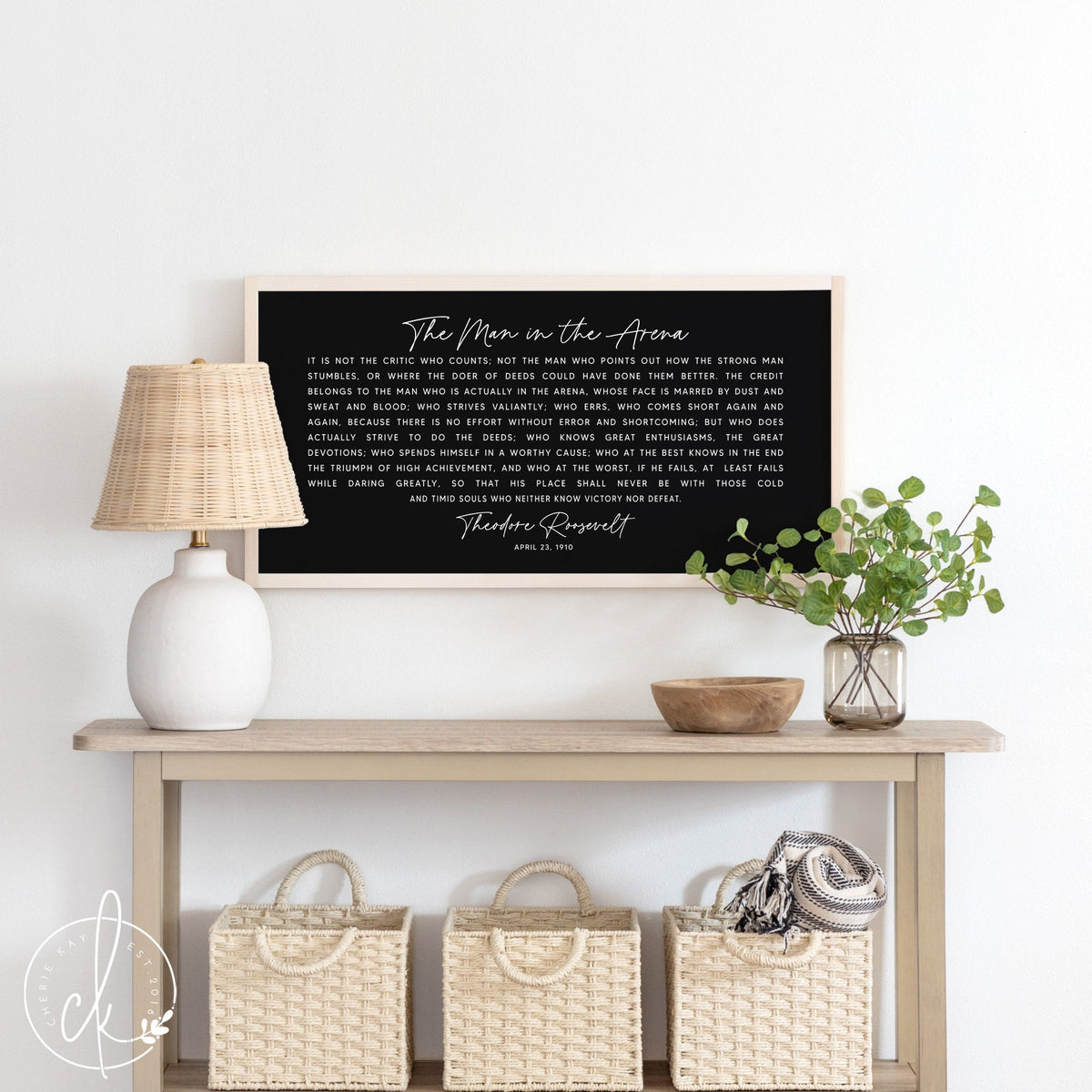 The Man in The Arena | Wood Signs | Theodore Roosevelt Quote | Motivational Quote | Office Wall Decor | Quotes About Life