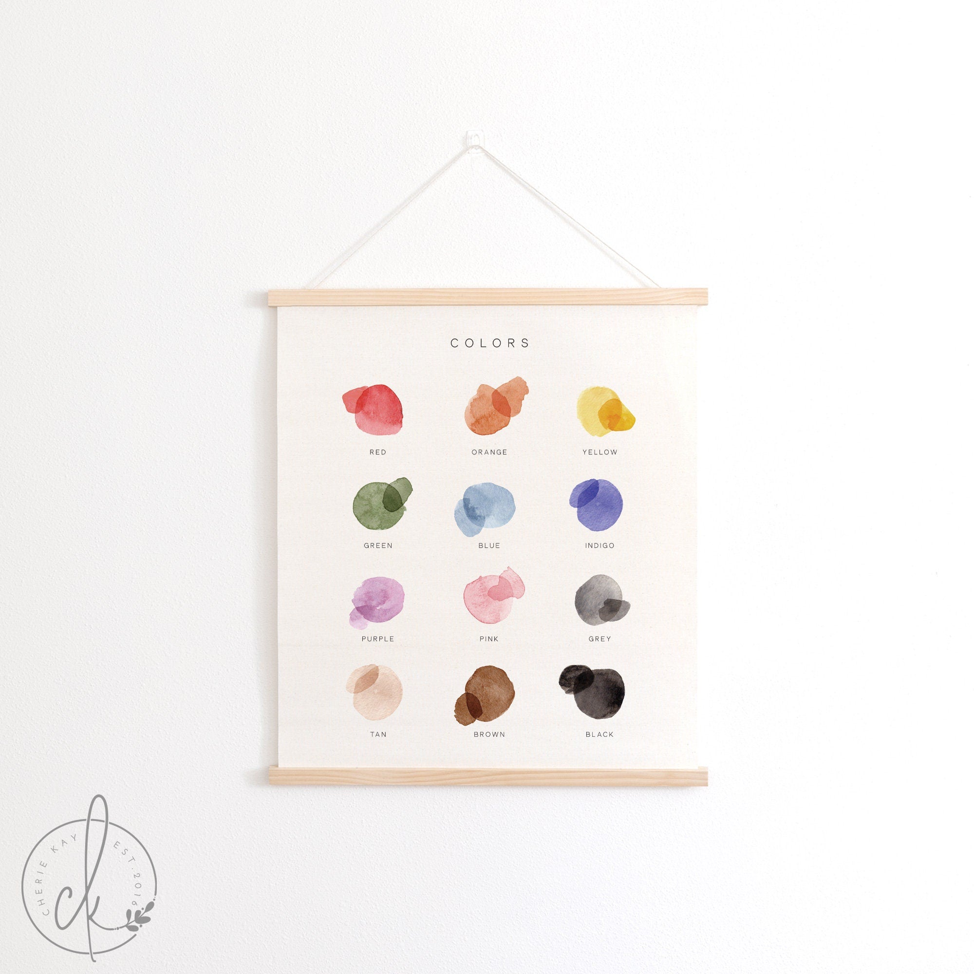Color Chart | Hanging Canvas | Kids Room Decor | Playroom Wall Decor | Classroom Decor | Home School Decor