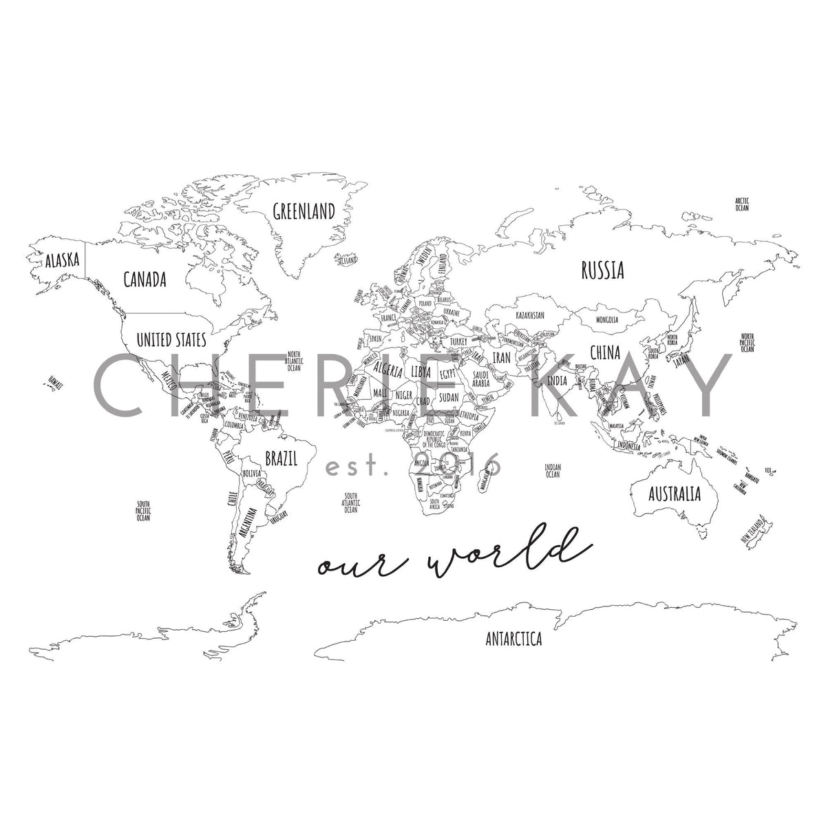 World Map | Wall Decor | Travel Decor | Homeschool Decor | Classroom Decor | Living Room Decor